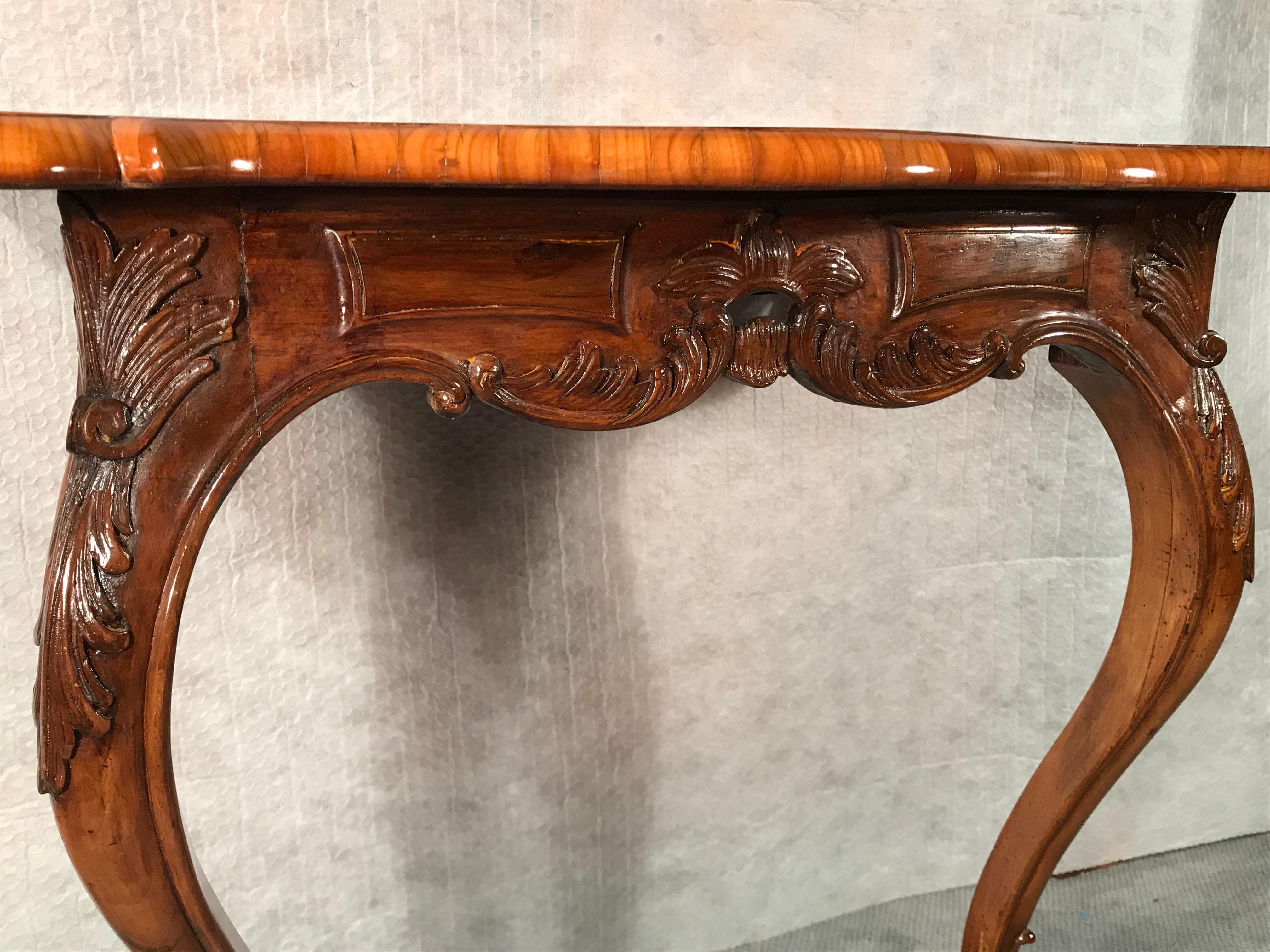 Birdseye Maple Baroque Console Table, Germany 1750, Walnut