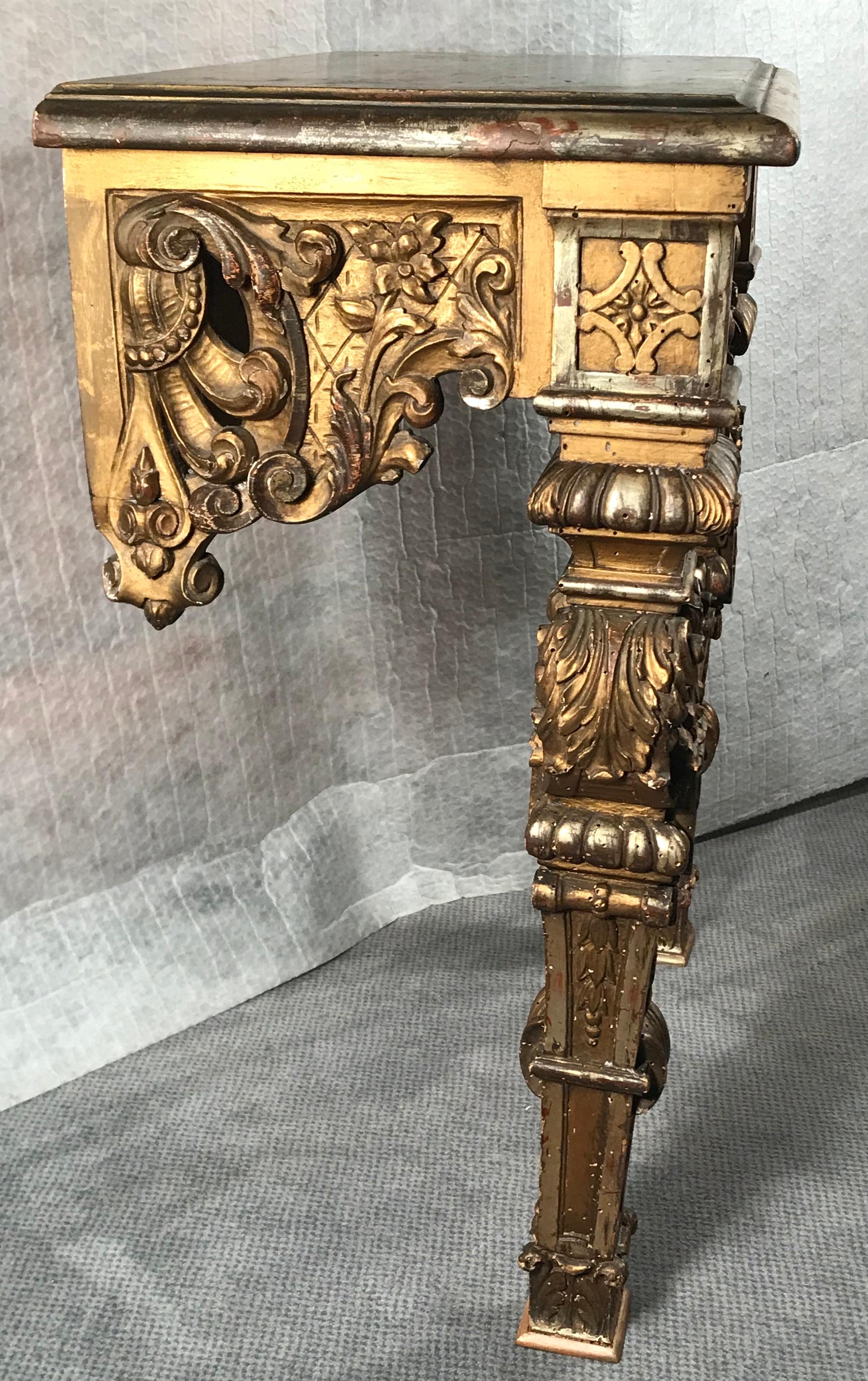 Bois doré Table console baroque en bois doré, Allemagne du Sud, 18e siècle en vente