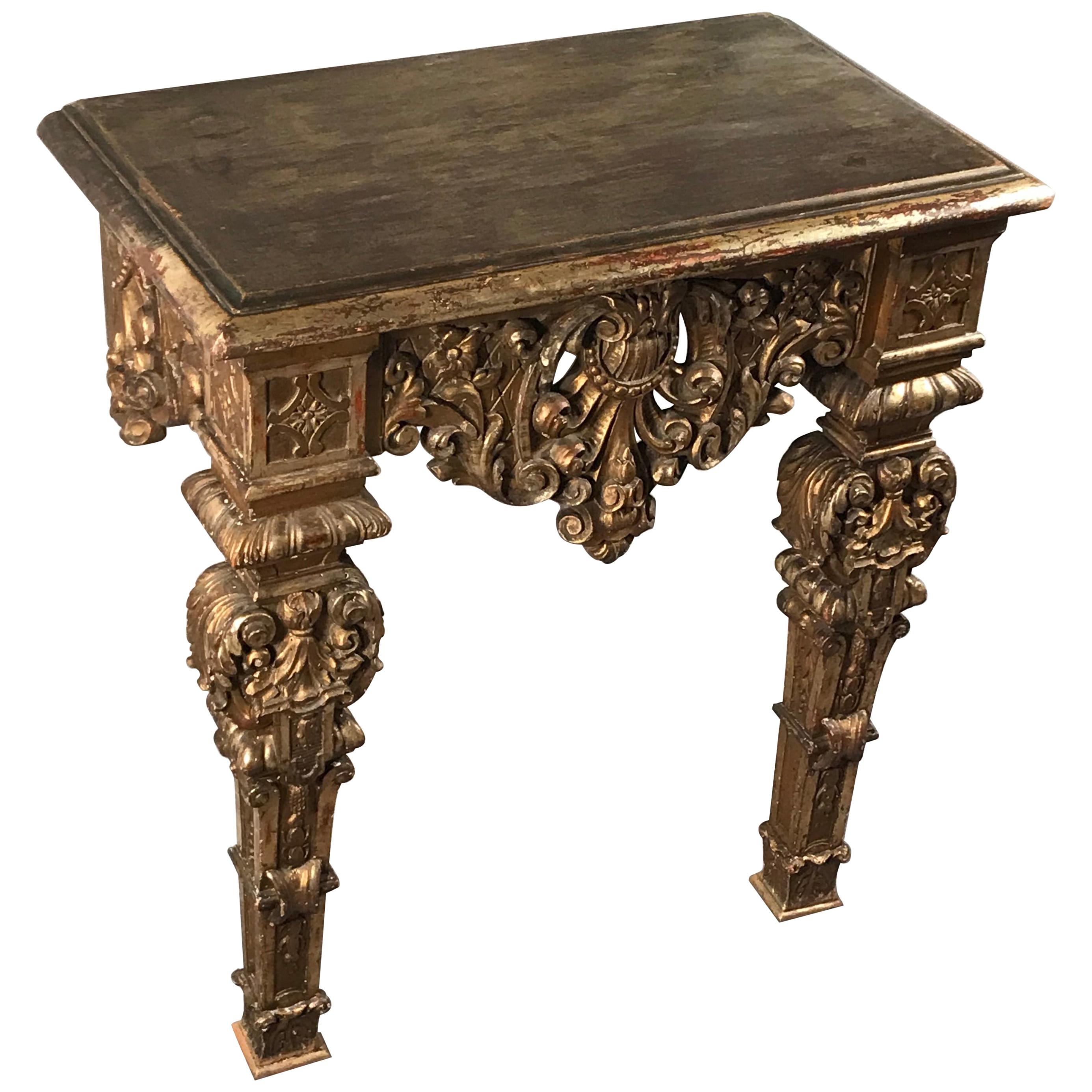 Baroque Gilt Wood Console Table, Southern Germany 18th Century For Sale