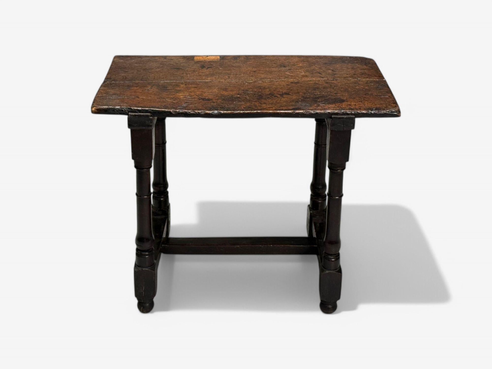 English Baroque, Continental, Oak, Rustic Side Table, 17th C. For Sale