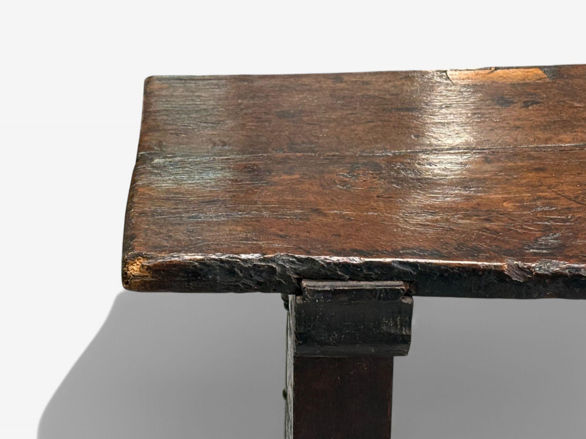 18th Century and Earlier Baroque, Continental, Oak, Rustic Side Table, 17th C. For Sale
