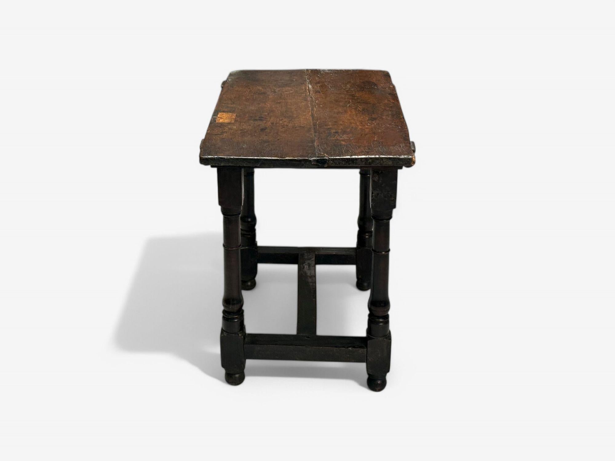 Baroque, Continental, Oak, Rustic Side Table, 17th C. For Sale 1