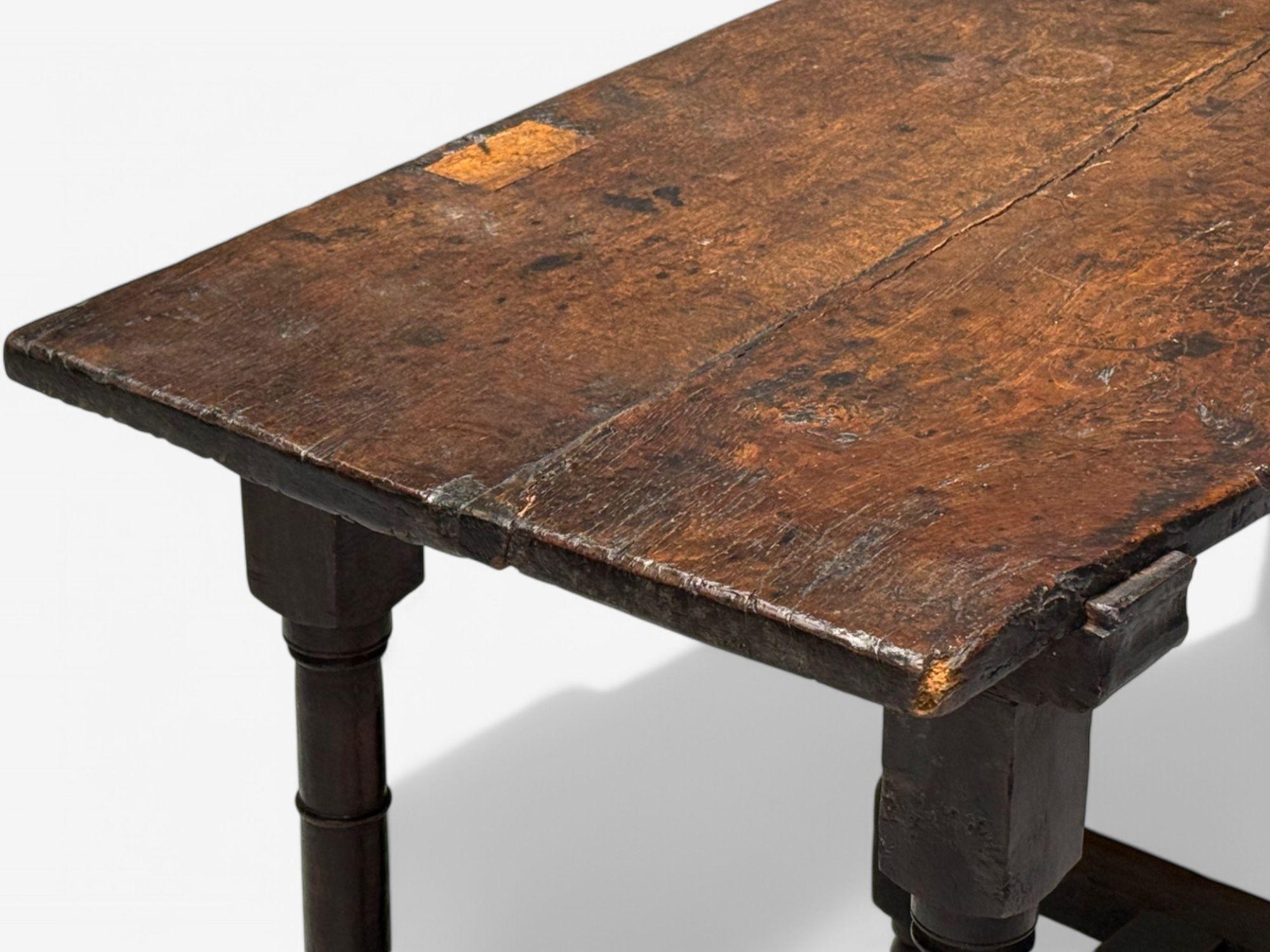 Baroque, Continental, Oak, Rustic Side Table, 17th C. For Sale 4