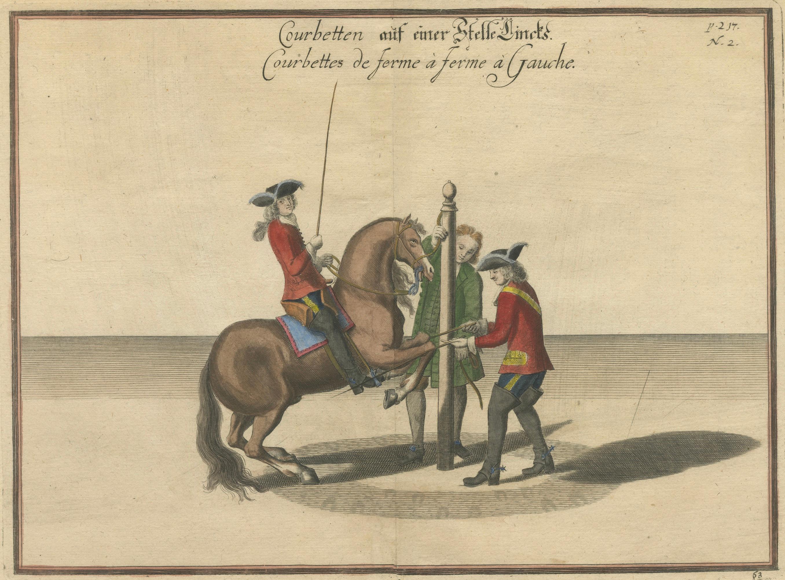 Baroque Courbette Dressage - Antique Engraving after Newcastle, circa 1700