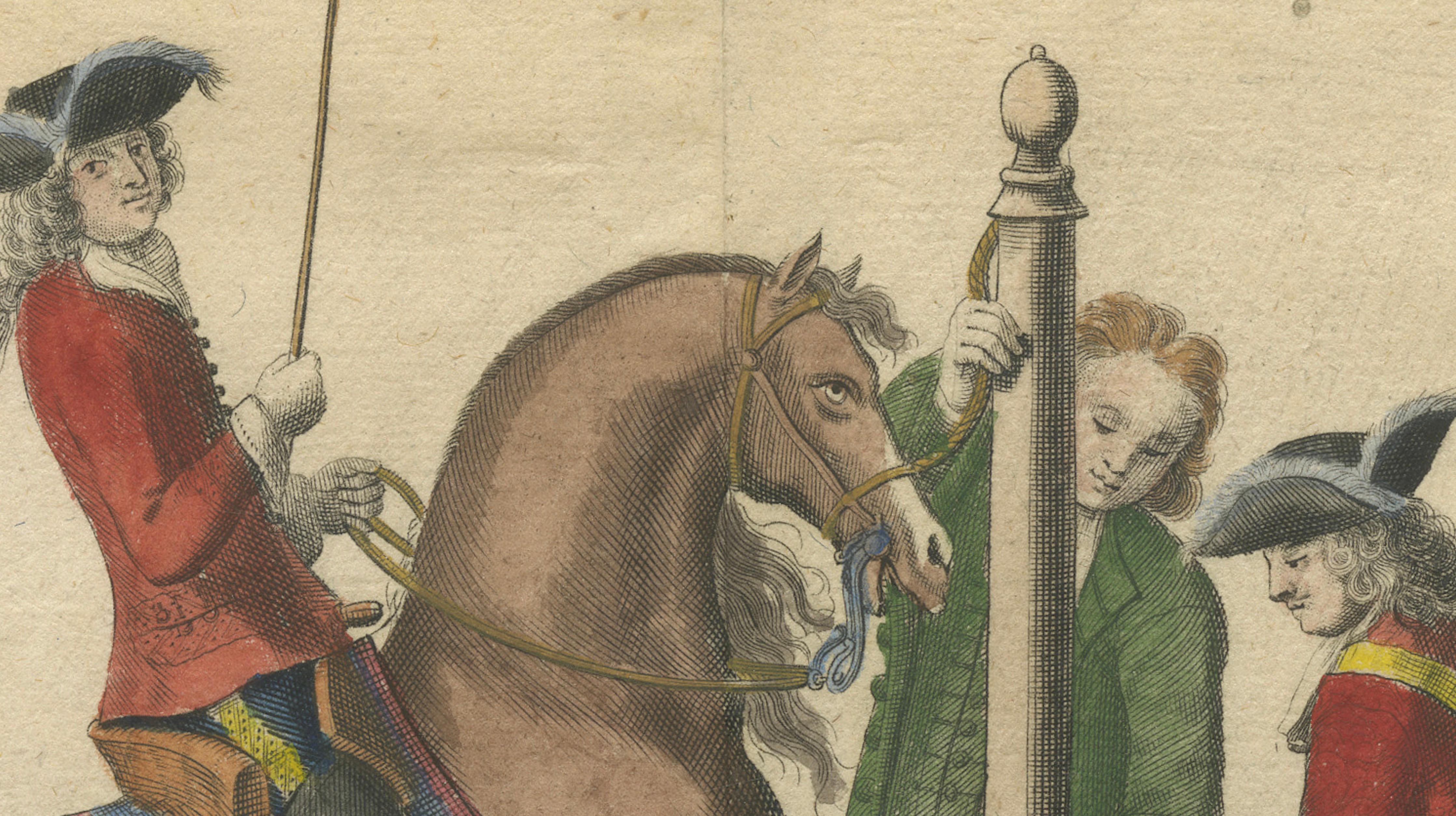 Baroque Courbette Dressage - Antique Engraving after Newcastle, circa 1700