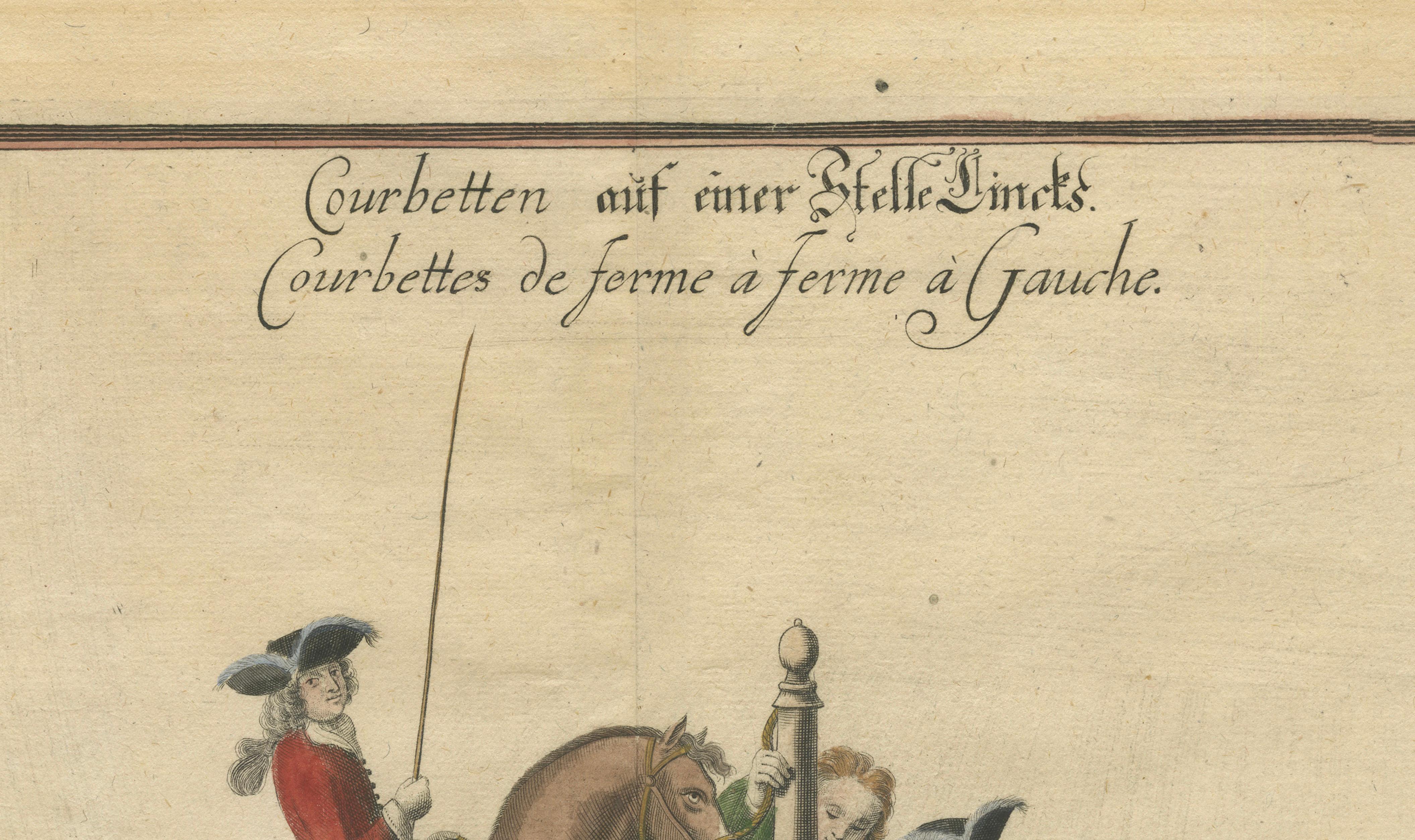 Baroque Courbette Dressage - Antique Engraving after Newcastle, circa 1700