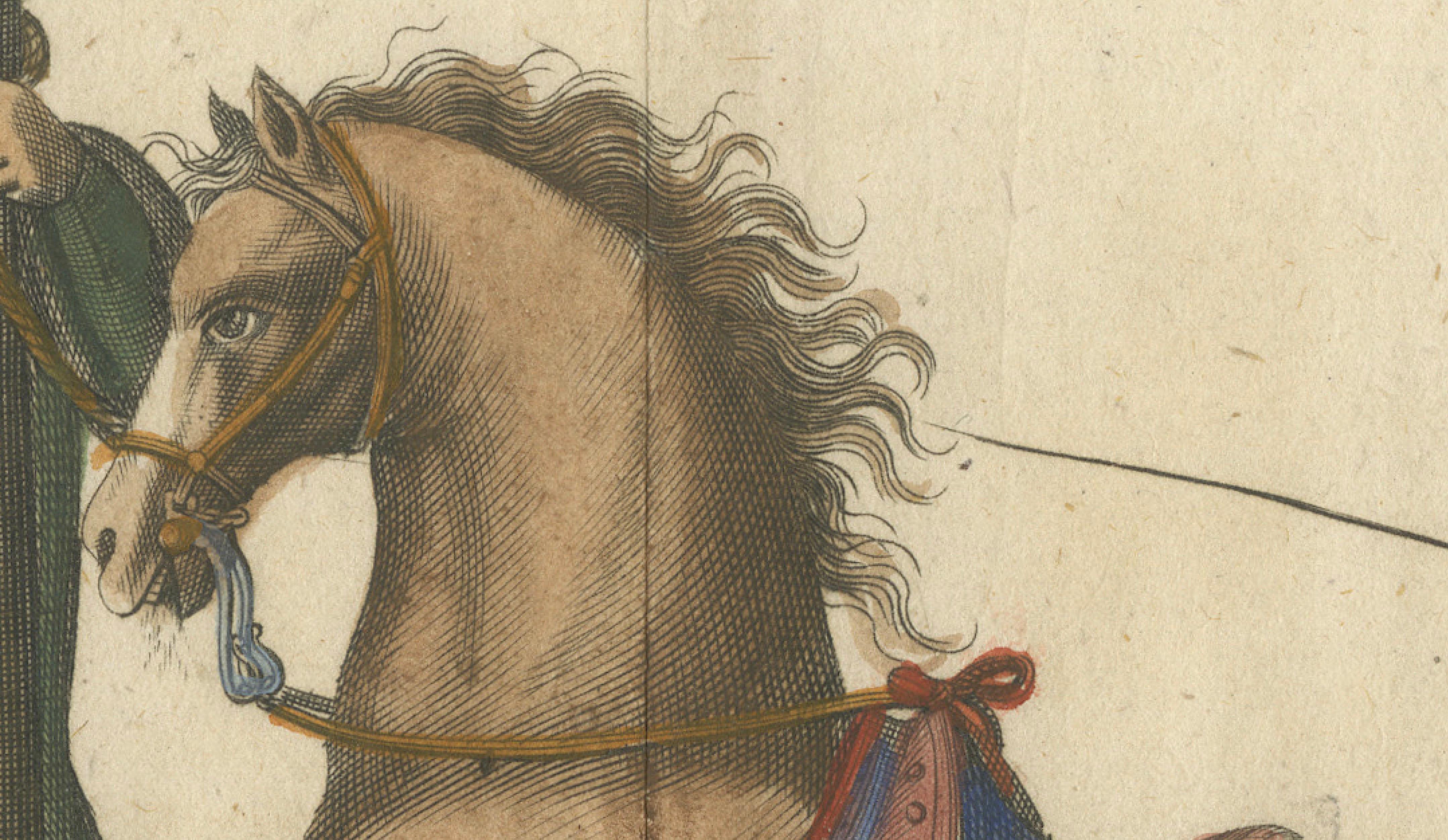 Baroque Courbette Horse Training - Antique Engraving after Newcastle, circa 1700