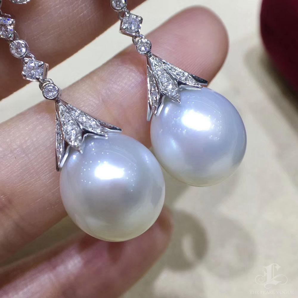 【Crown Radiance】Baroque Crest - Südsee Perle & Diamant Tropfen Ohrringe im Zustand „Neu“ im Angebot in New York, NY