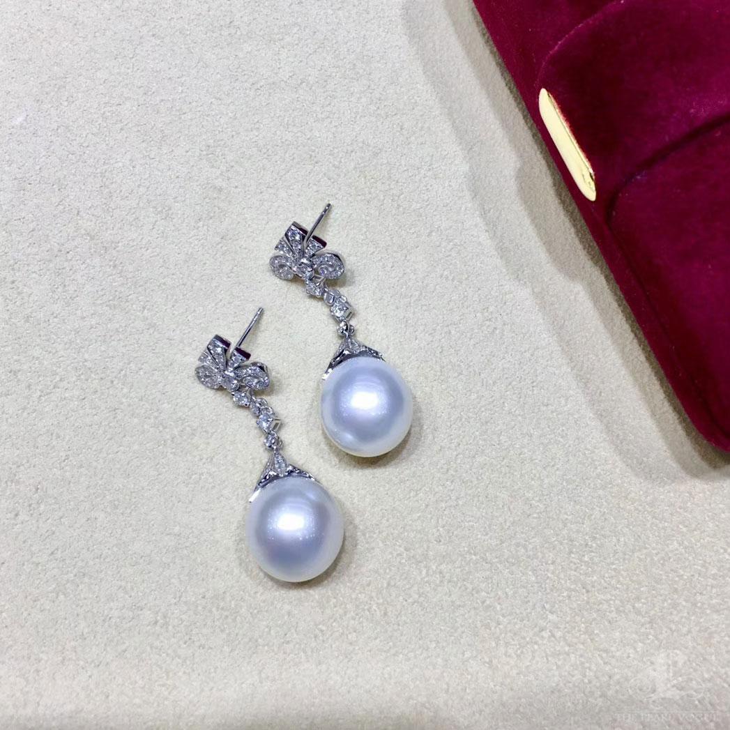 【Crown Radiance】Baroque Crest - Südsee Perle & Diamant Tropfen Ohrringe im Angebot 2