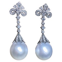 【Crown Radiance】Baroque Crest — South Sea Pearl & Diamond Drop Earrings