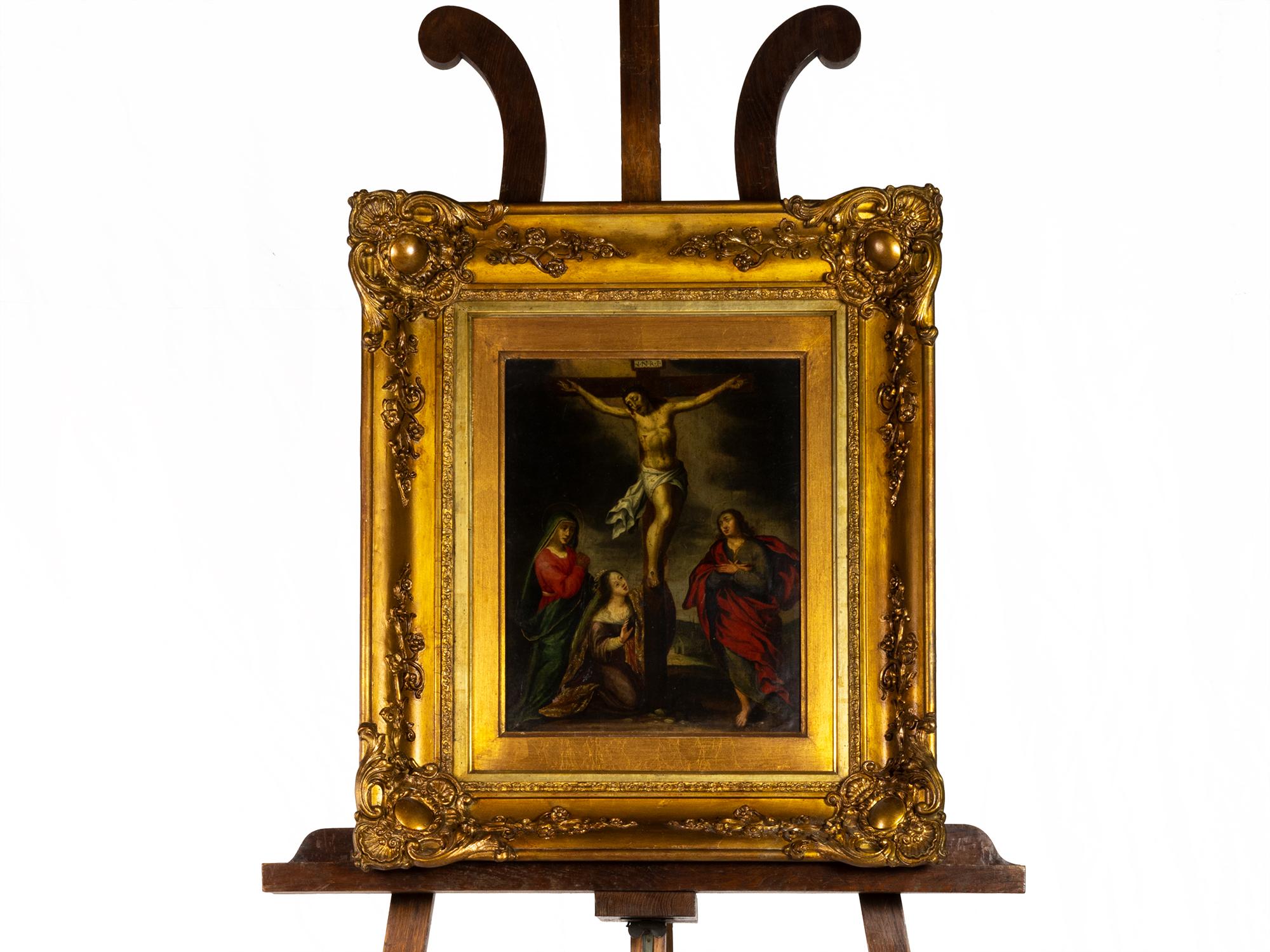 Crocifissione barocca di Cristo, dipinto religioso, olio su rame, XVII secolo in vendita 3