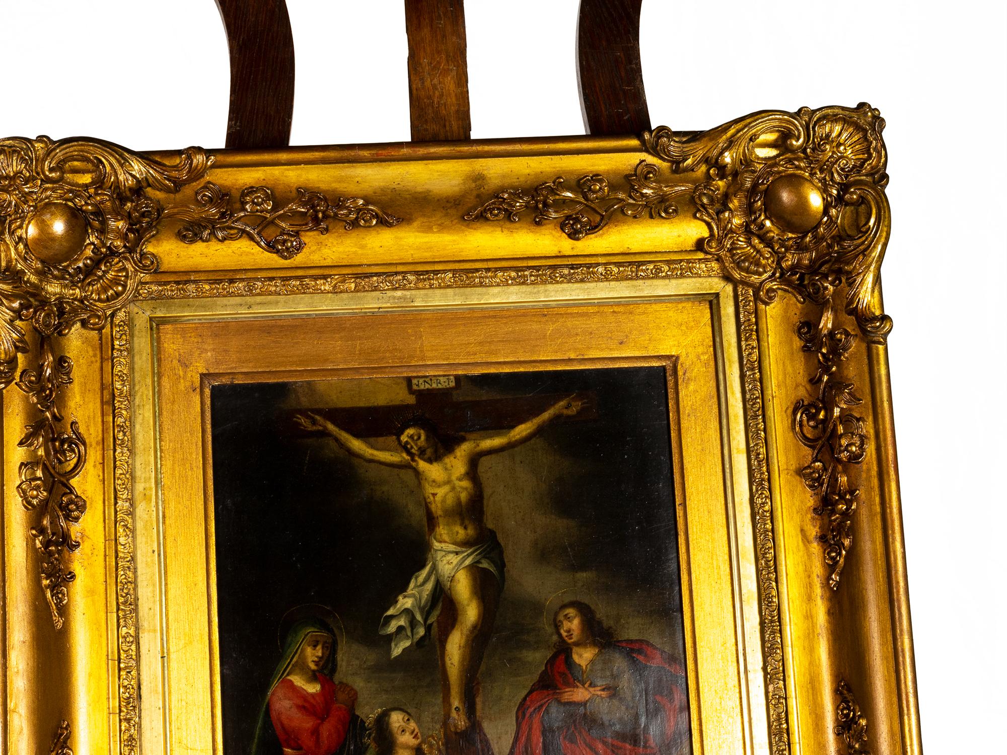 Crocifissione barocca di Cristo, dipinto religioso, olio su rame, XVII secolo in vendita 5