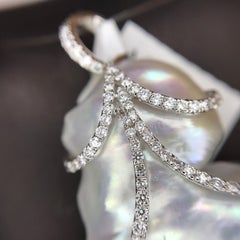 Baroque Cultured Freshwater Pearl Diamond and White Gold Pendant