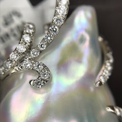 Baroque Cultured Freshwater Pearl Diamond and White Gold Pendant