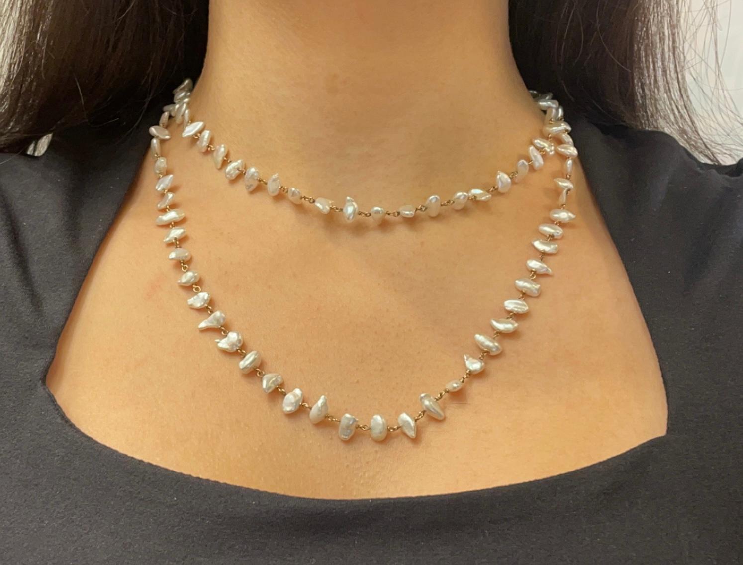 Grezzo Collana con fili di perle coltivate barocche in vendita