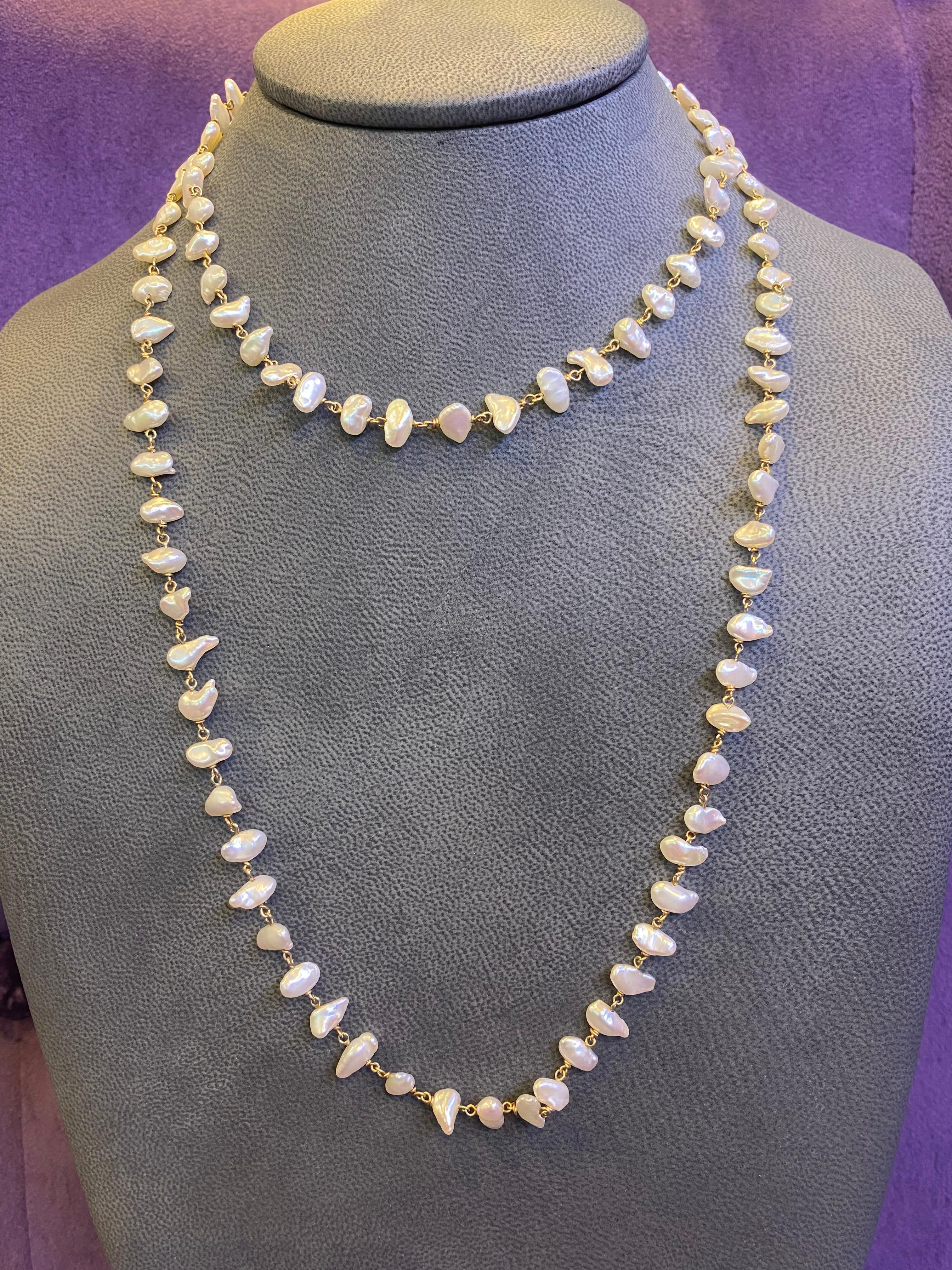 Collana con fili di perle coltivate barocche in vendita 1