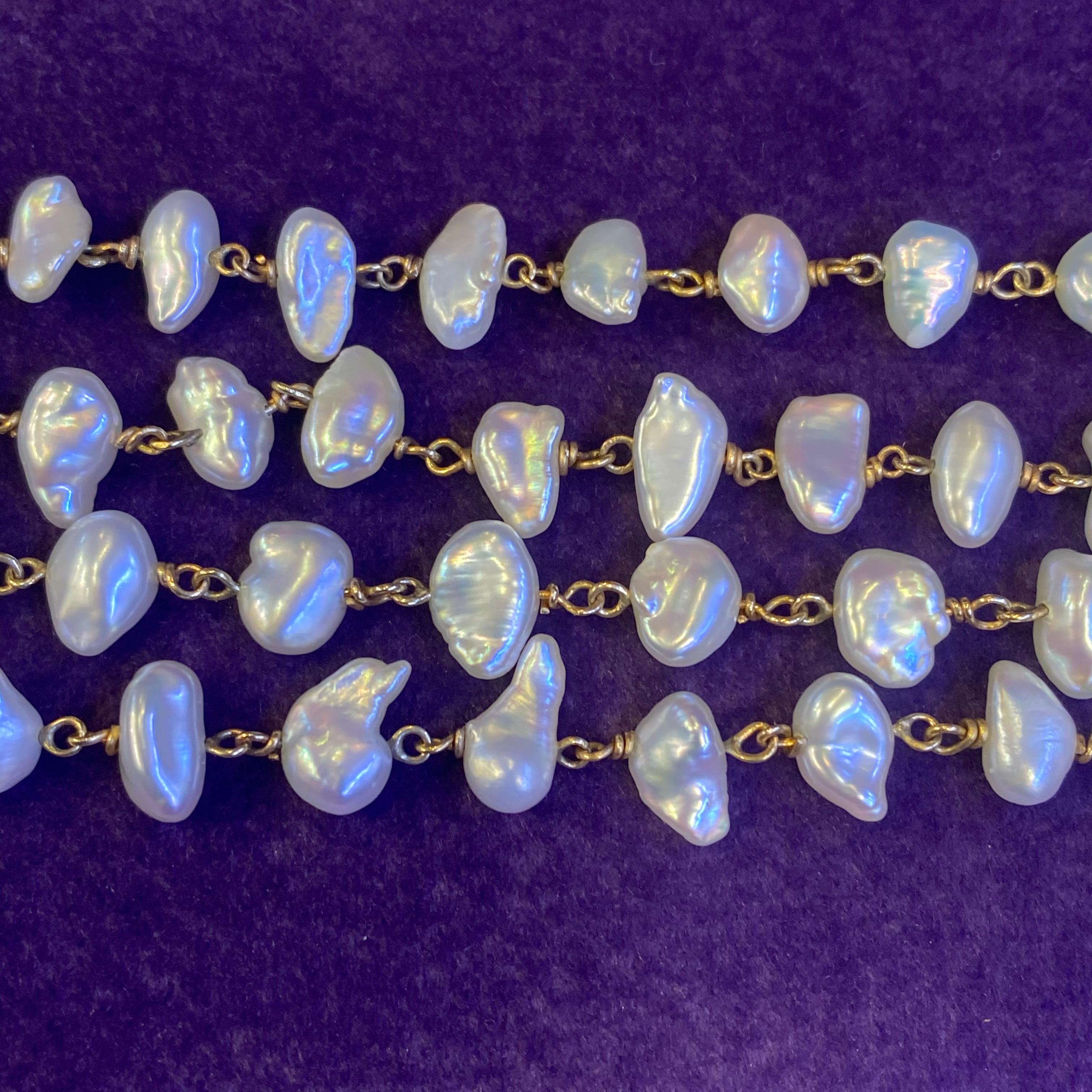 Collana con fili di perle coltivate barocche in vendita 2