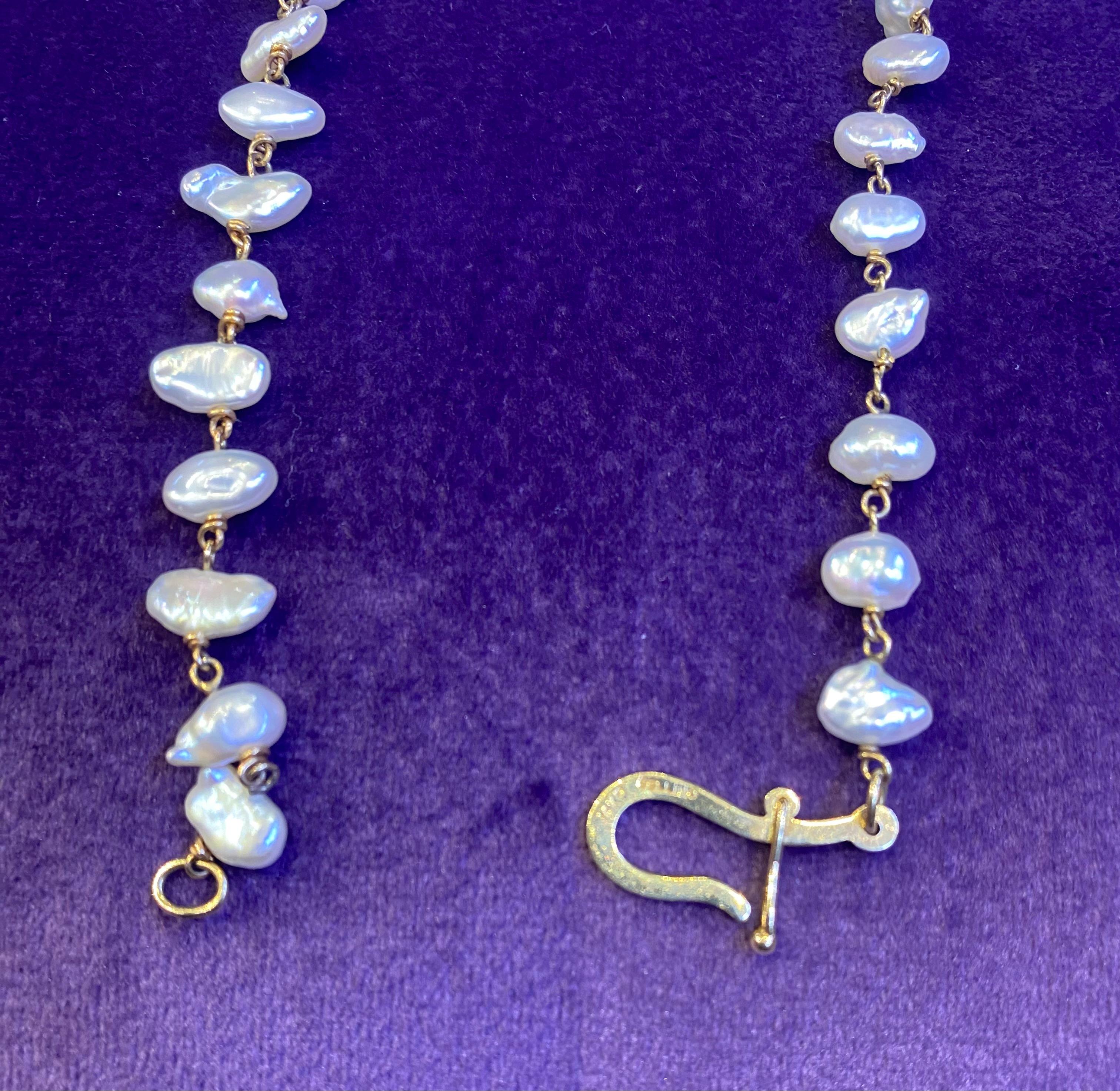 Collana con fili di perle coltivate barocche in vendita 3
