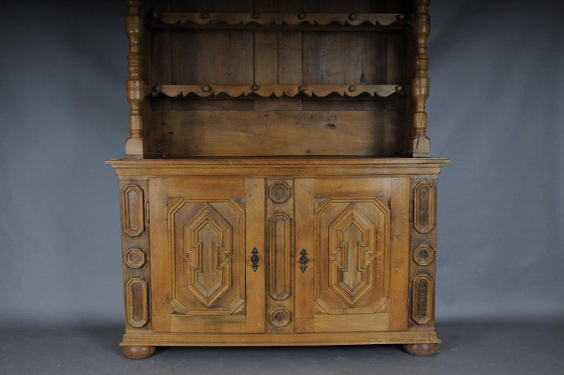 Armario barroco / armario de cocina, roble claro, hacia 1840 en venta 5