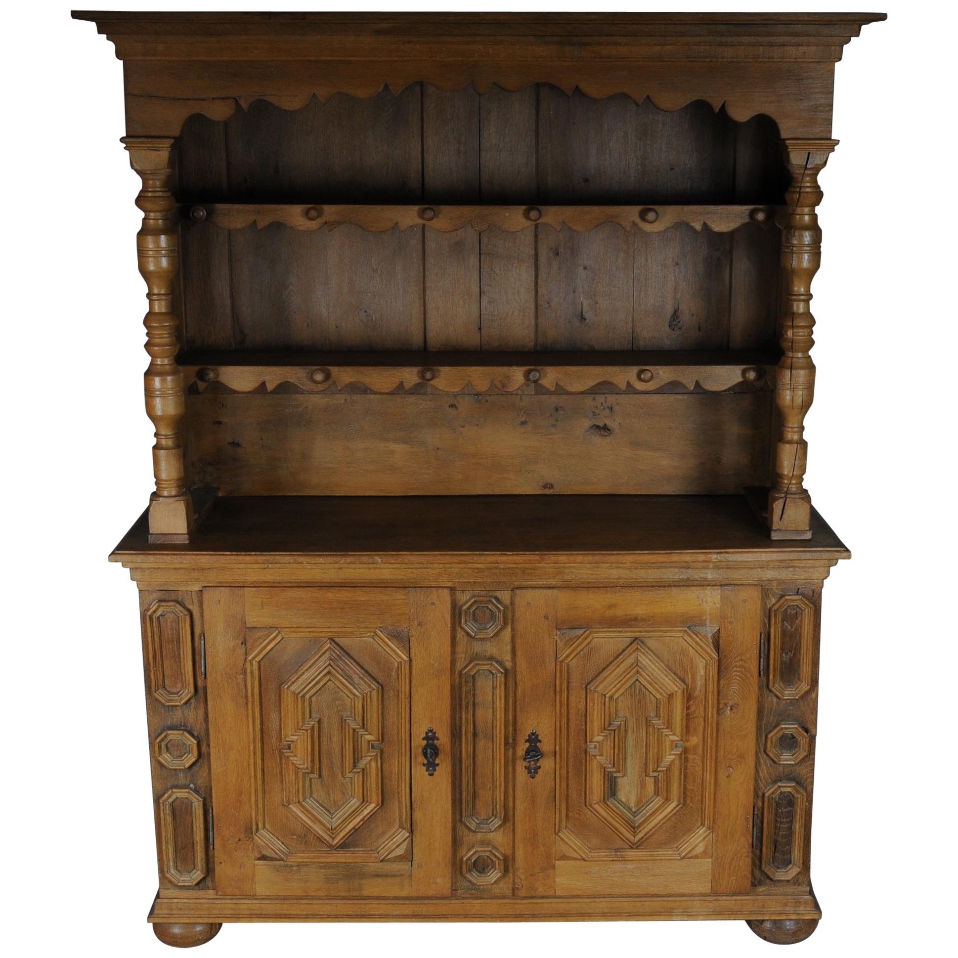 Baroque Cupboard / Kitchen Cupboard, Light Oak, circa 1840