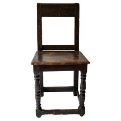 Baroque dark stained oak wood side chair circa 19th Century Sweden