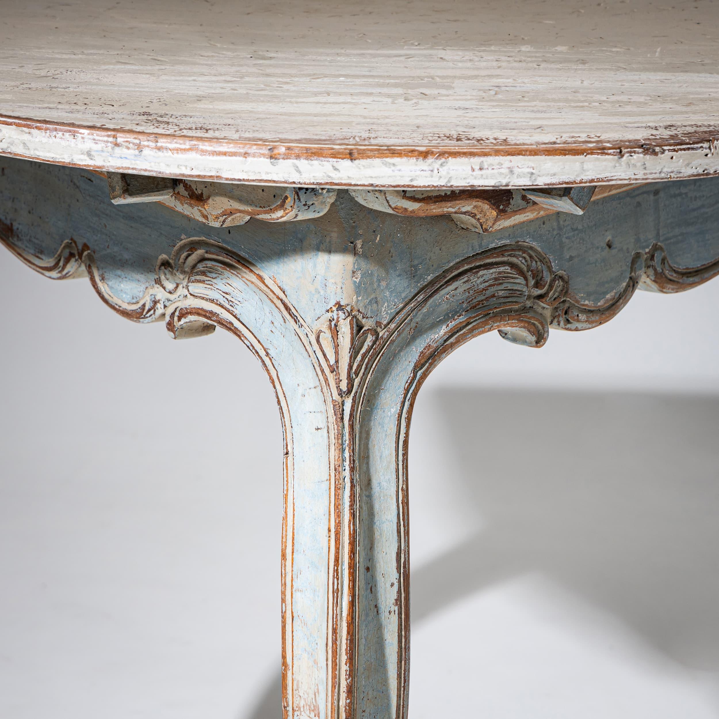 Hand-Painted Baroque Demi-Lune Console in the Provençal Style, 18th Century For Sale