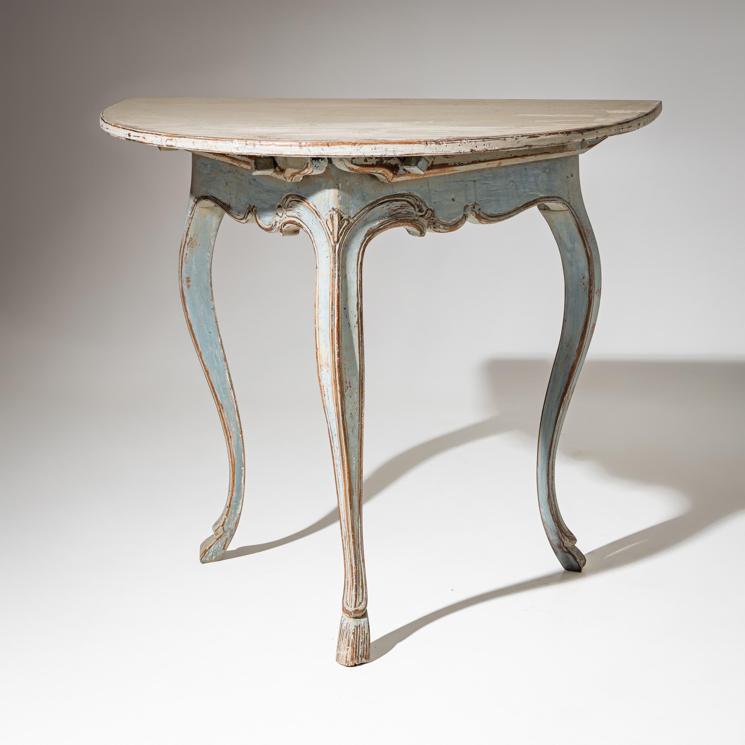 Wood Baroque Demi-Lune Console in the Provençal Style, 18th Century For Sale
