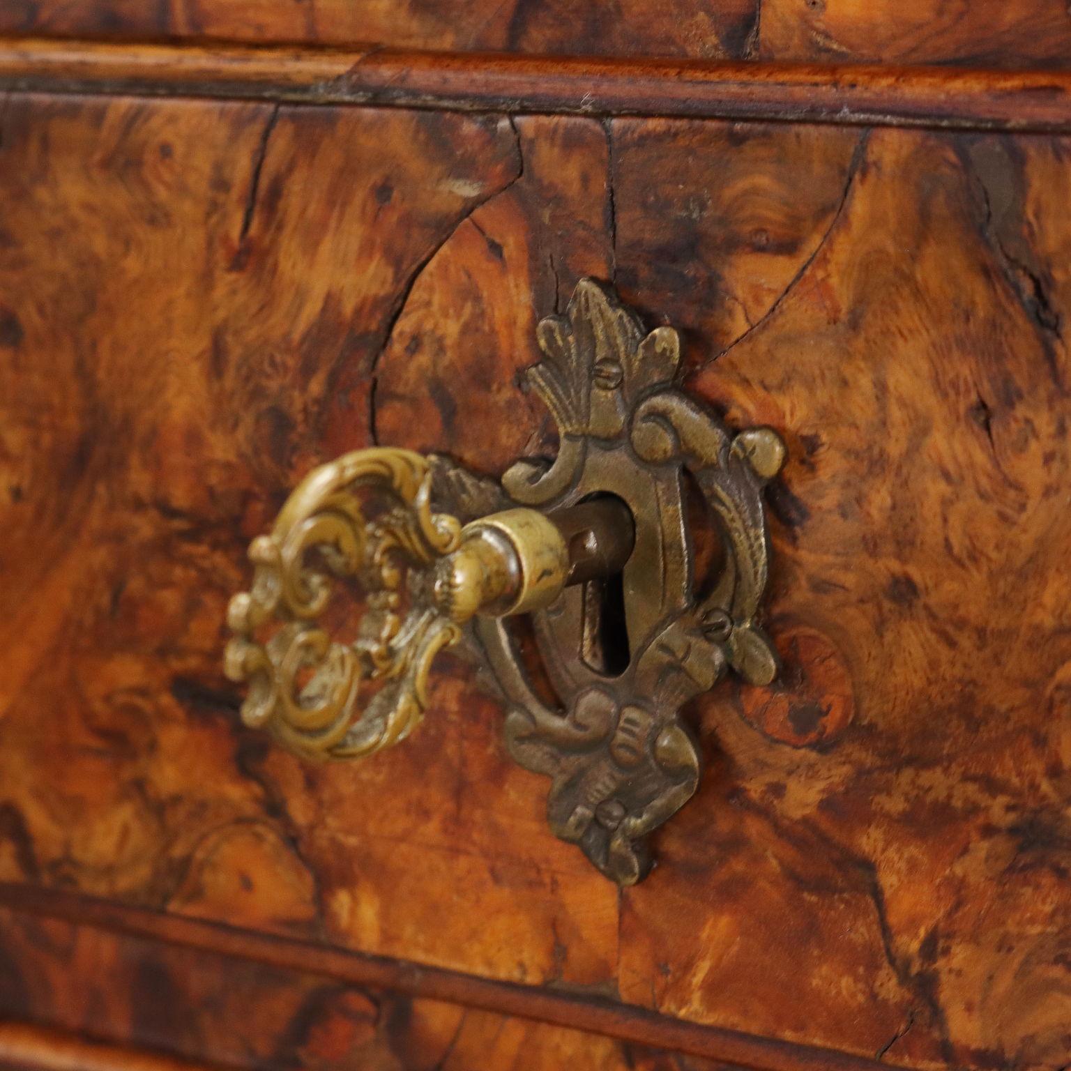 Leather Baroque Desk Walnut Italy XVIII Century