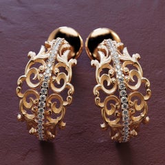 Boucles d'oreilles baroques en or 18k avec diamants - faites à la main en Italie