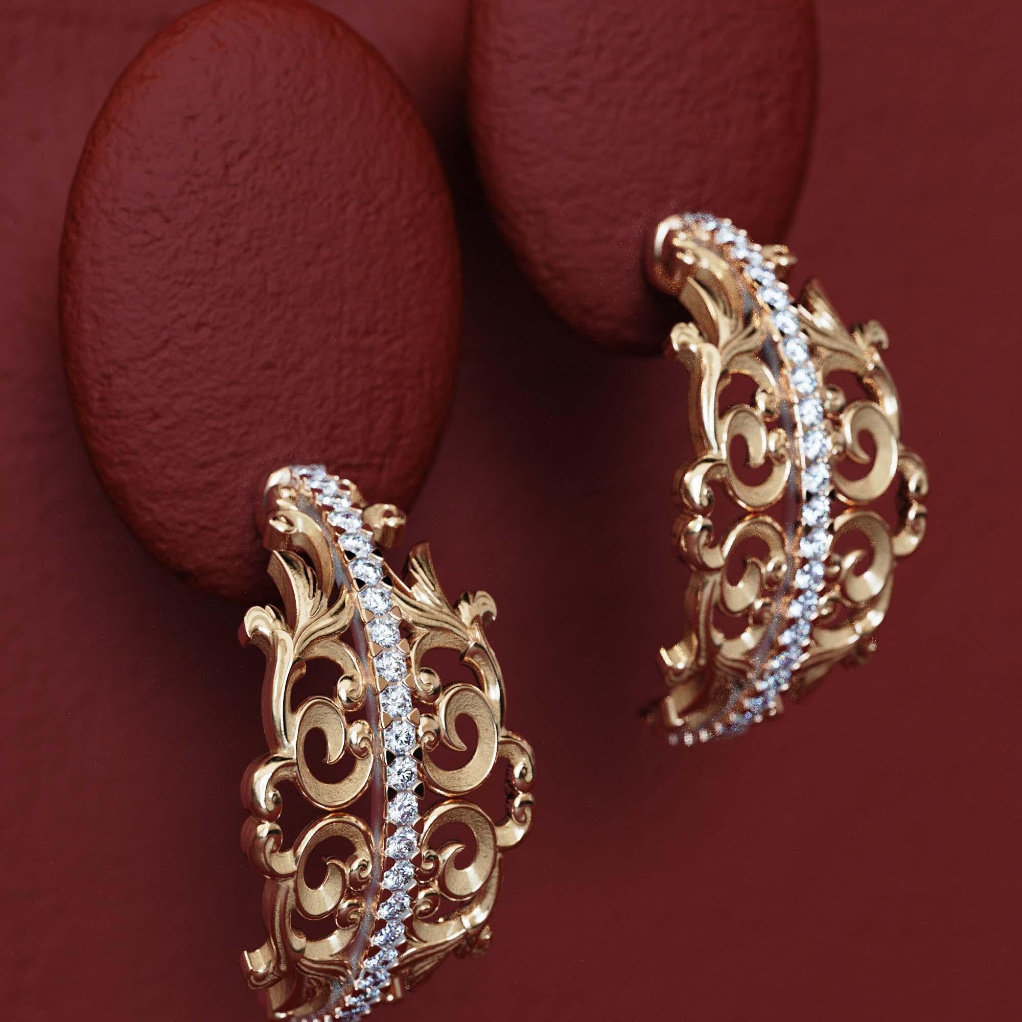 Orecchini a cerchio con diamanti barocchi in oro 18k - Fatti a mano in Italia In condizioni Nuovo in vendita a Camisano Vicentino, VI