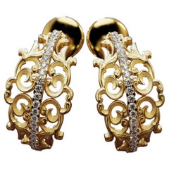 Orecchini a cerchio con diamanti barocchi in oro 18k - Fatti a mano in Italia