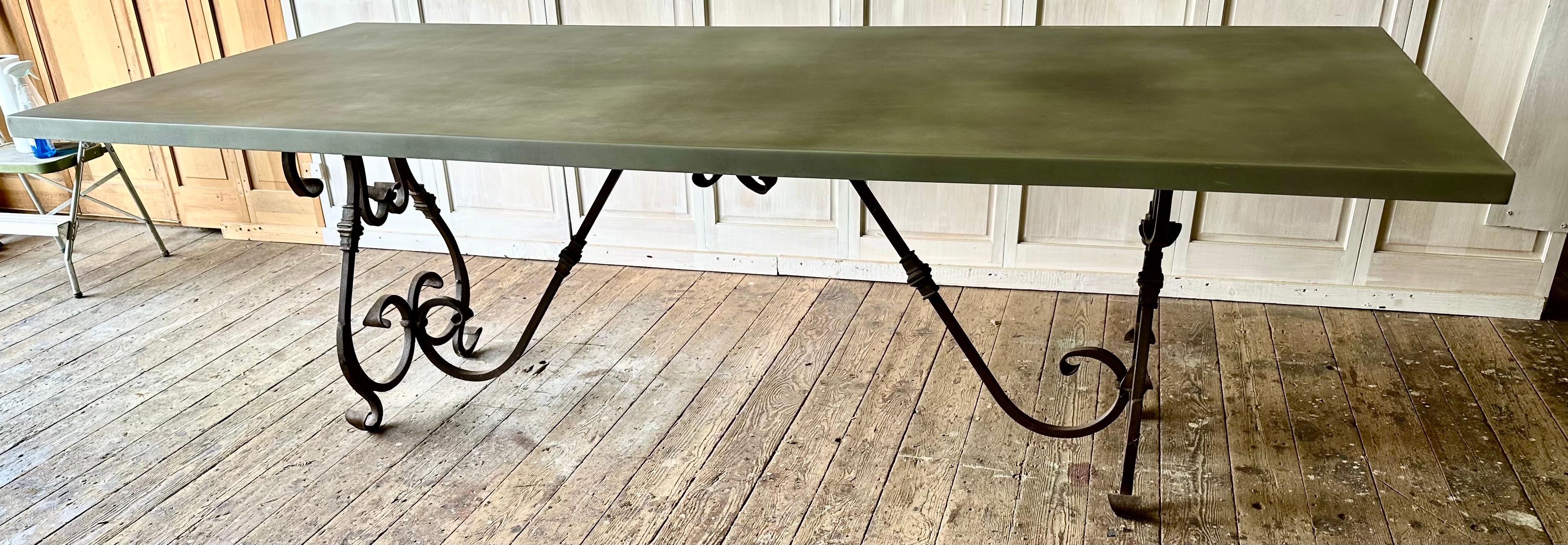 Baroque Dining Table Base with Large Zinc top For Sale 4