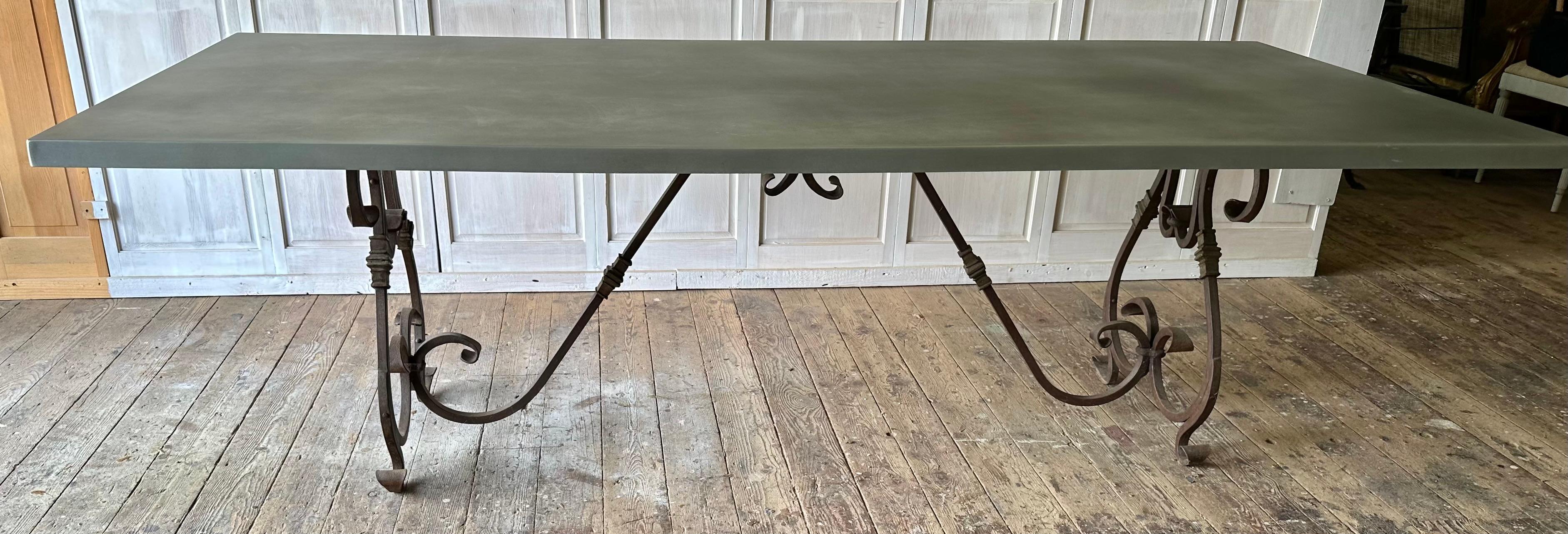 Baroque Dining Table Base with Large Zinc top For Sale 5