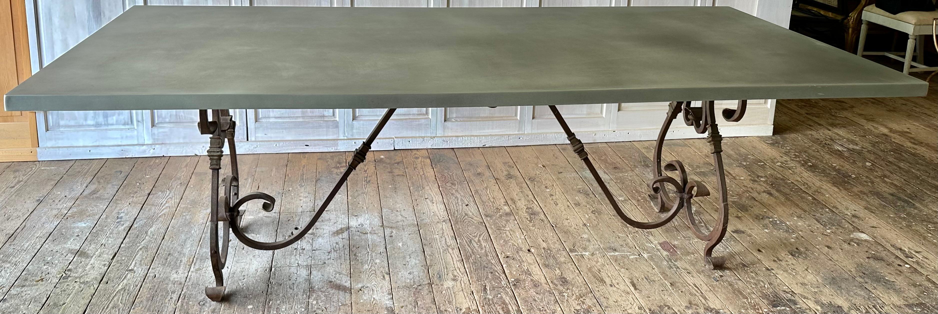 Baroque Dining Table Base with Large Zinc top For Sale 6
