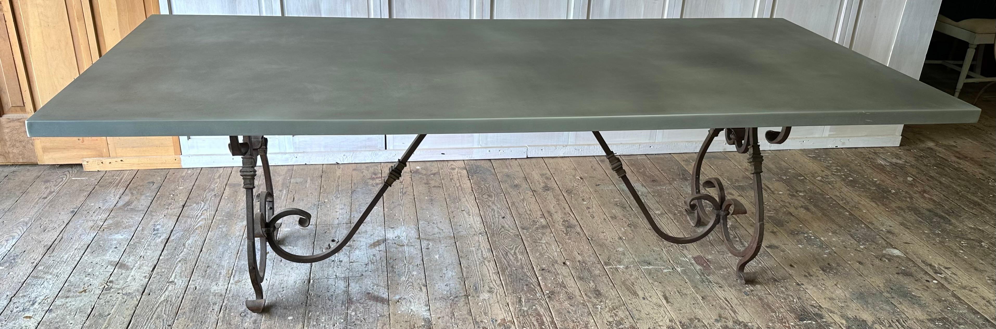 Baroque Revival Baroque Dining Table Base with Large Zinc top For Sale