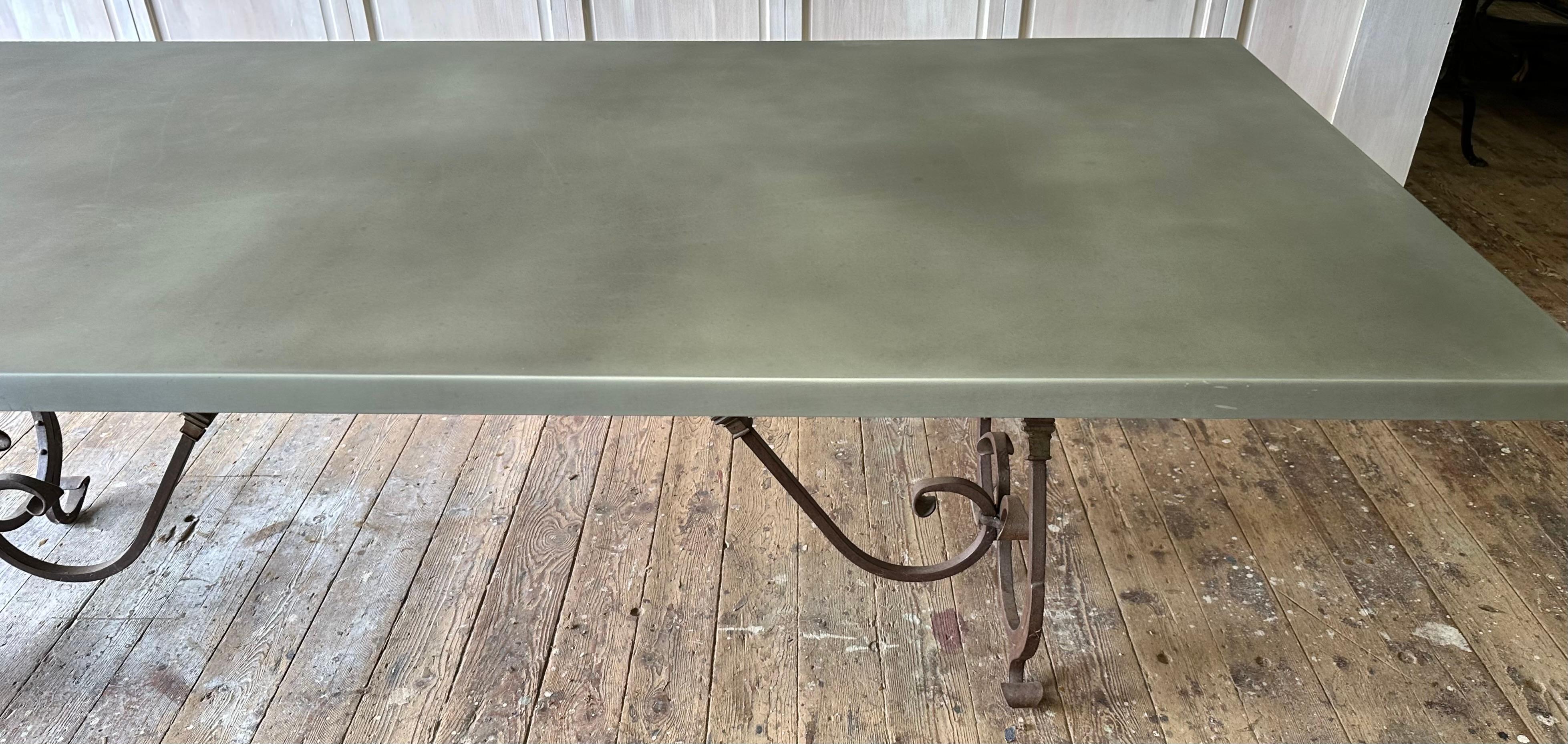 Baroque Dining Table Base with Large Zinc top For Sale 1