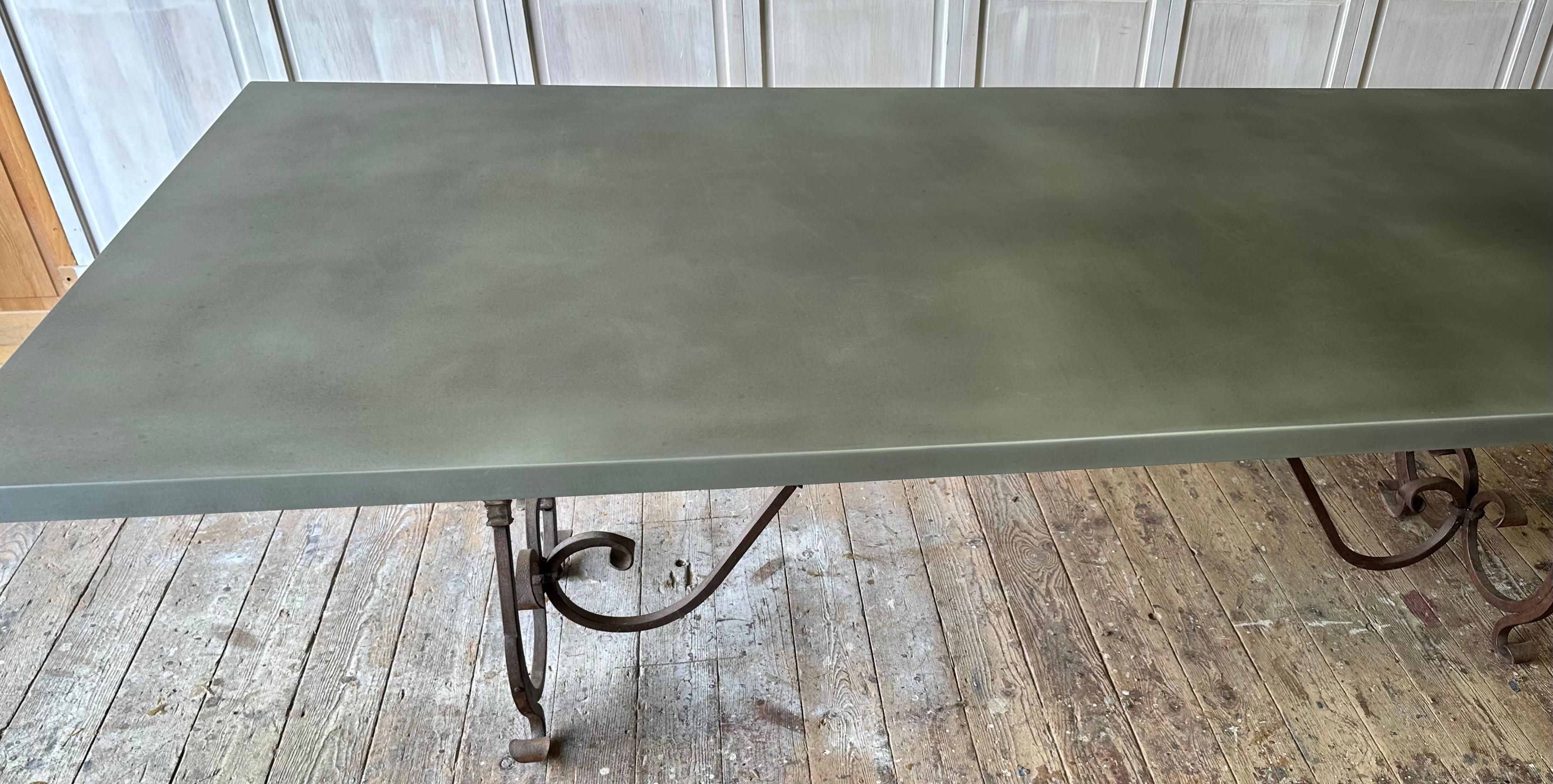 Baroque Dining Table Base with Large Zinc top For Sale 2