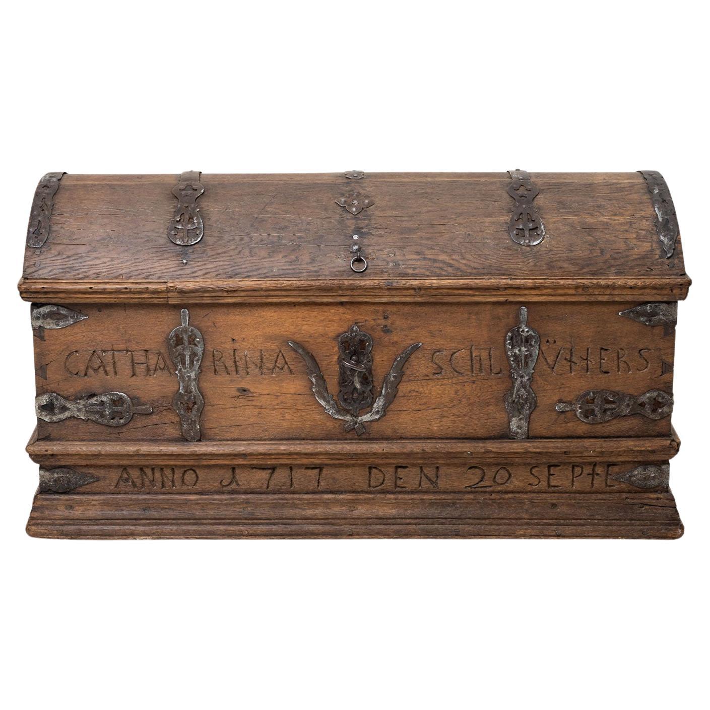 Baroque Domed Chest, Oak, Dated 1717