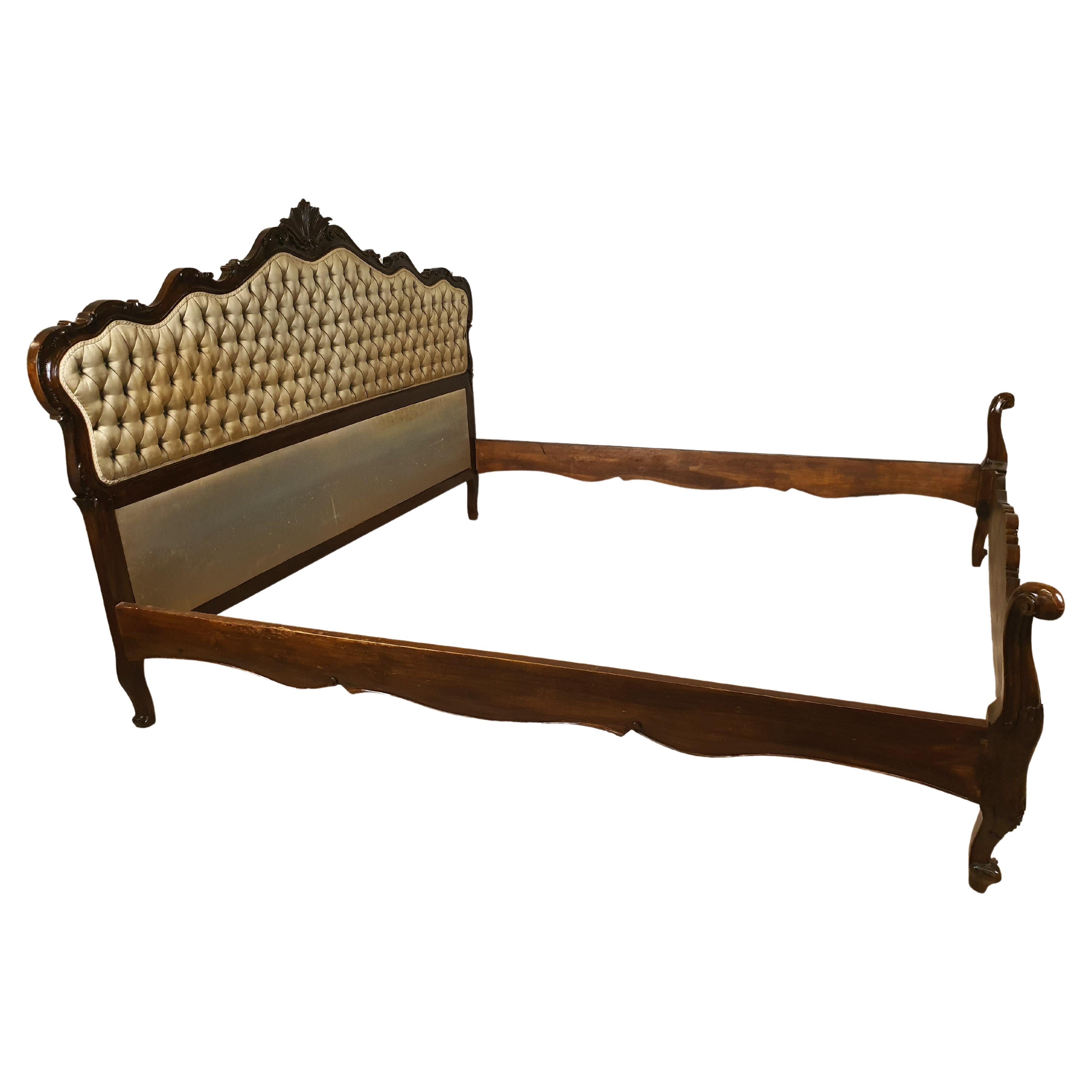 Baroque Double Bed Frame in Walnut For Sale