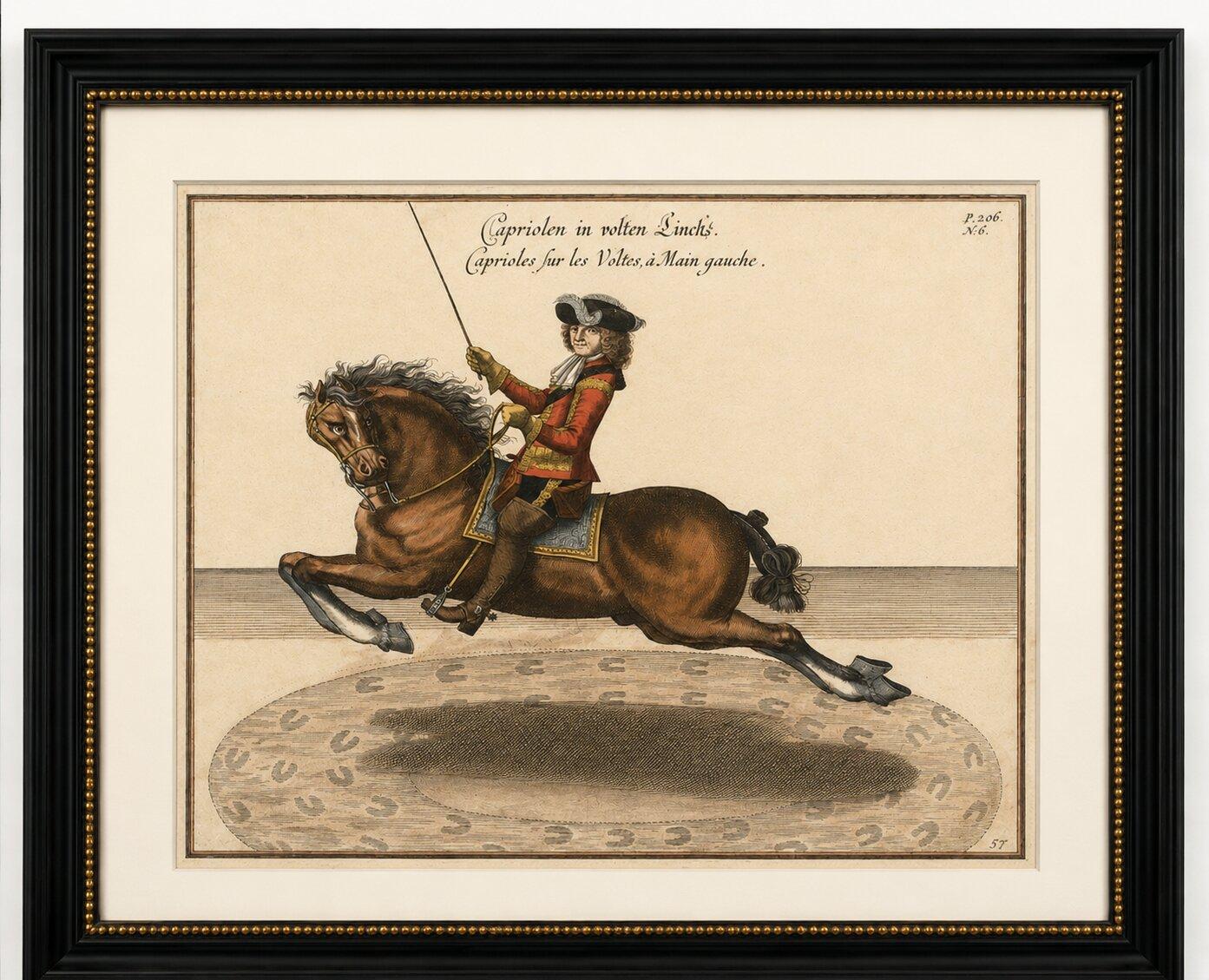 Baroque Dressage Capriole Engraving after Newcastle, circa 1700