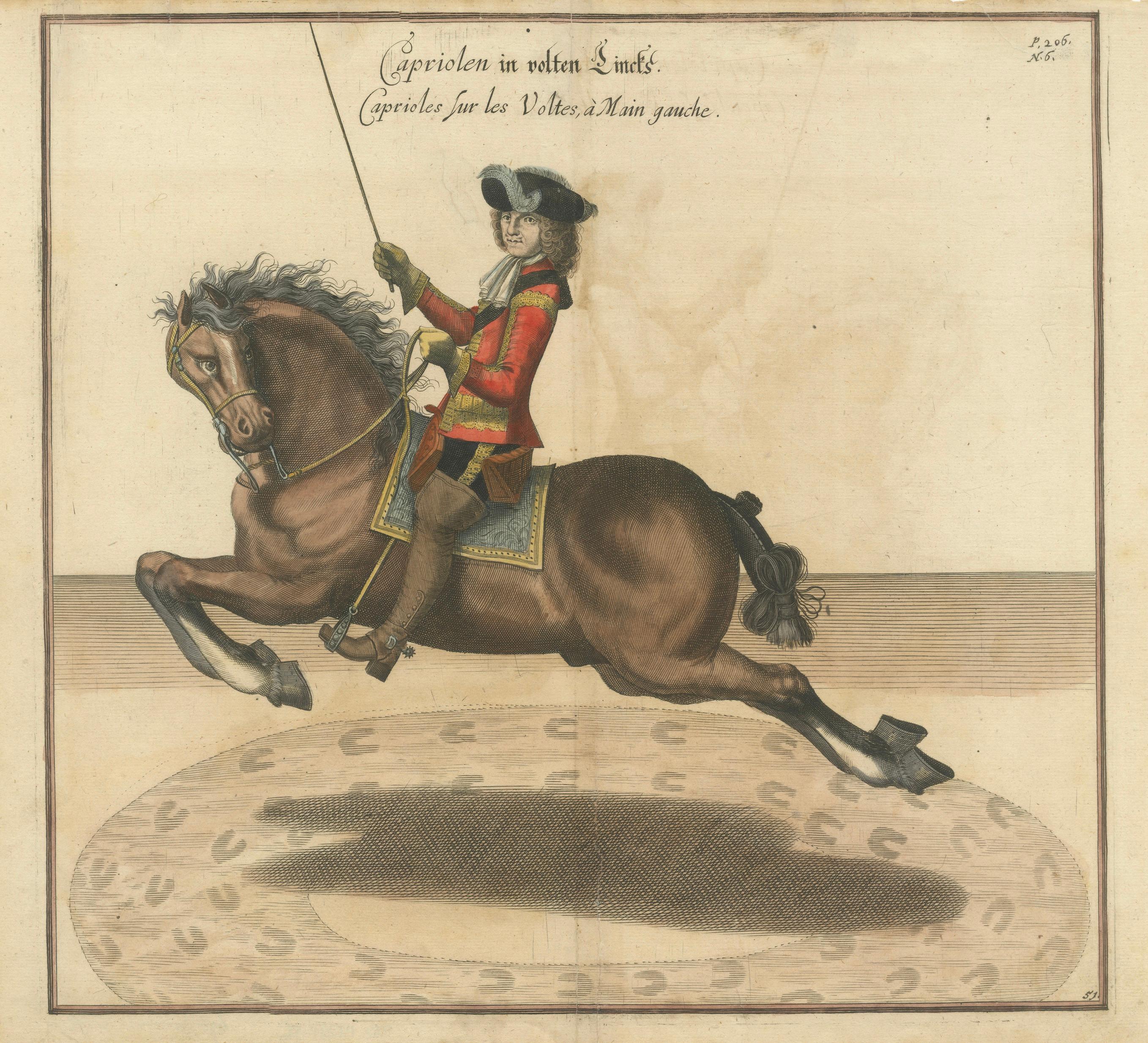 Baroque Dressage Capriole Engraving after Newcastle, circa 1700