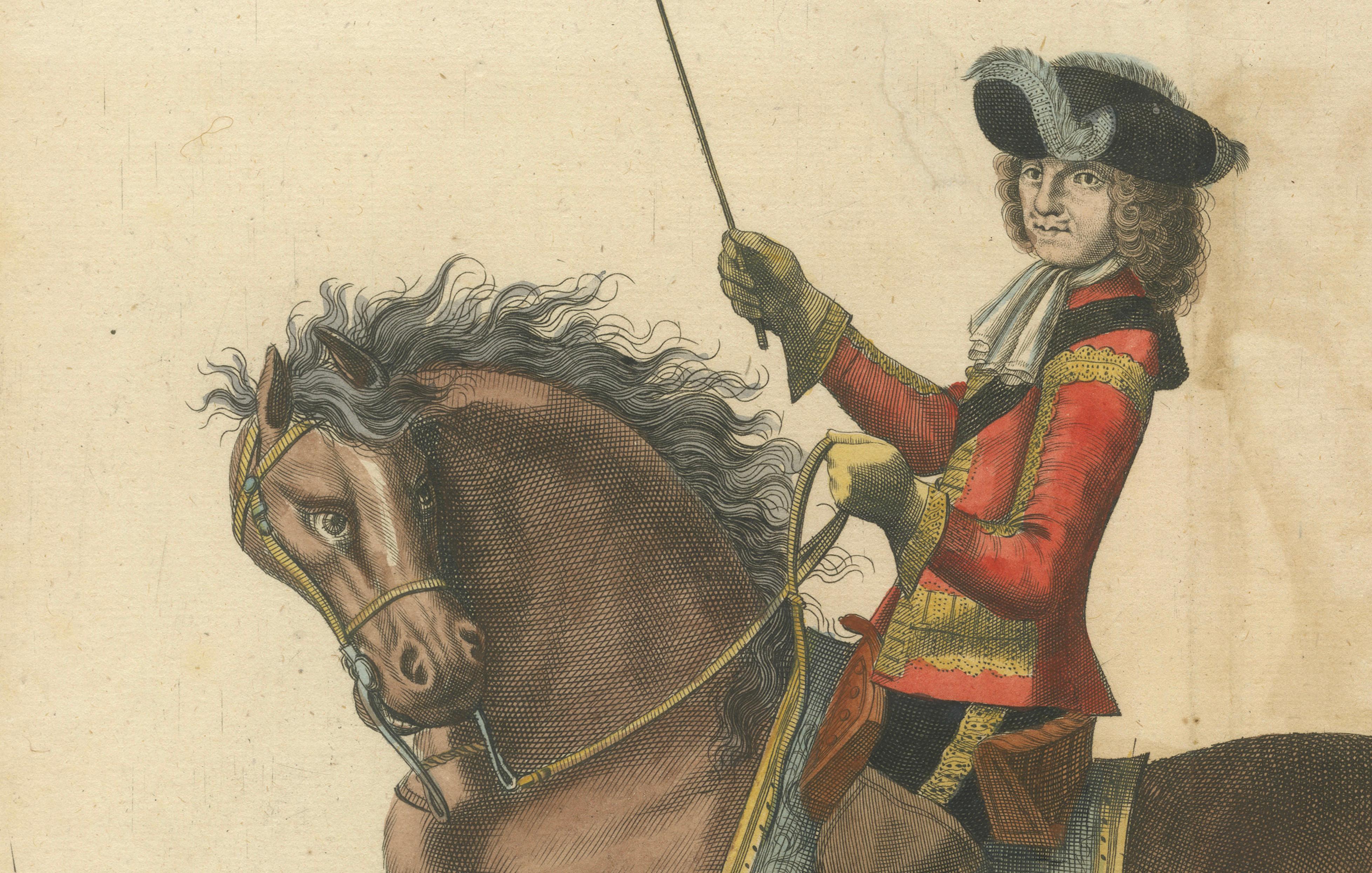 Baroque Dressage Capriole Engraving after Newcastle, circa 1700