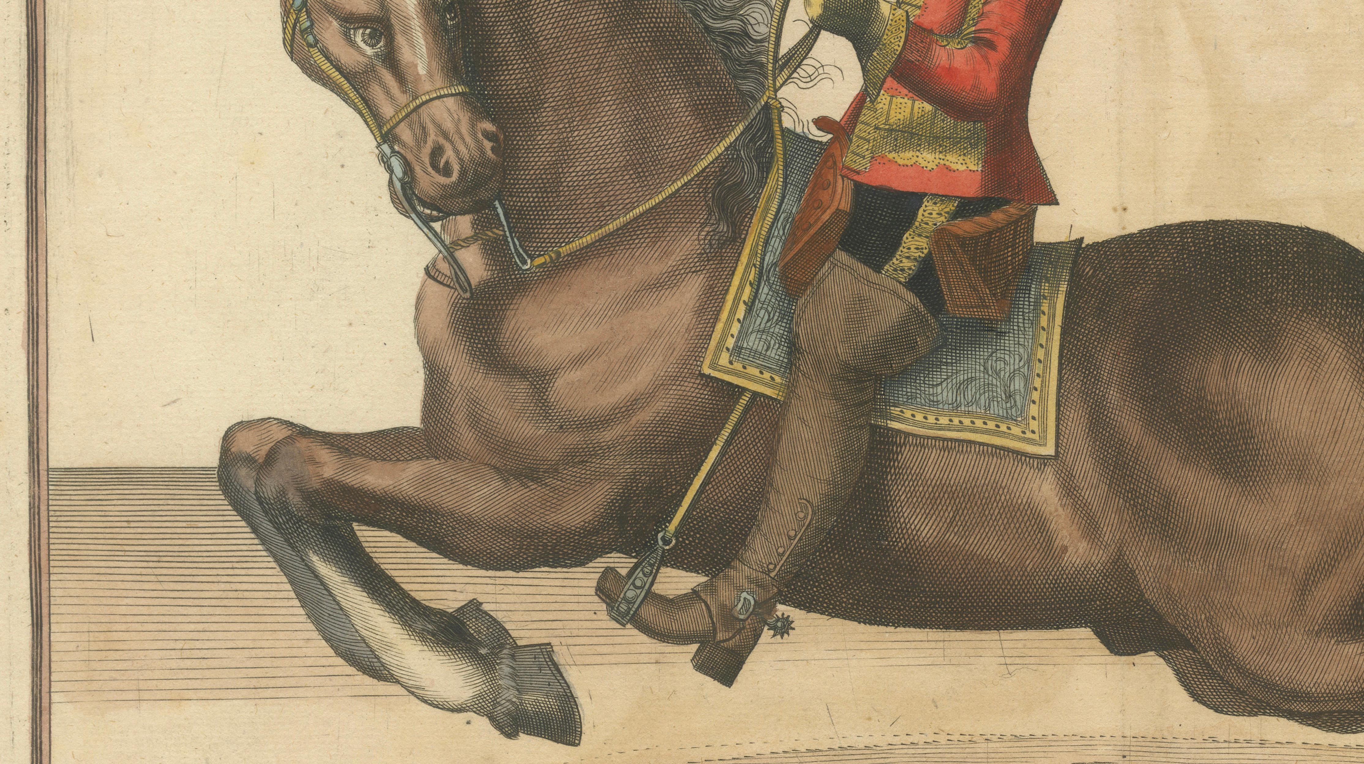 Baroque Dressage Capriole Engraving after Newcastle, circa 1700