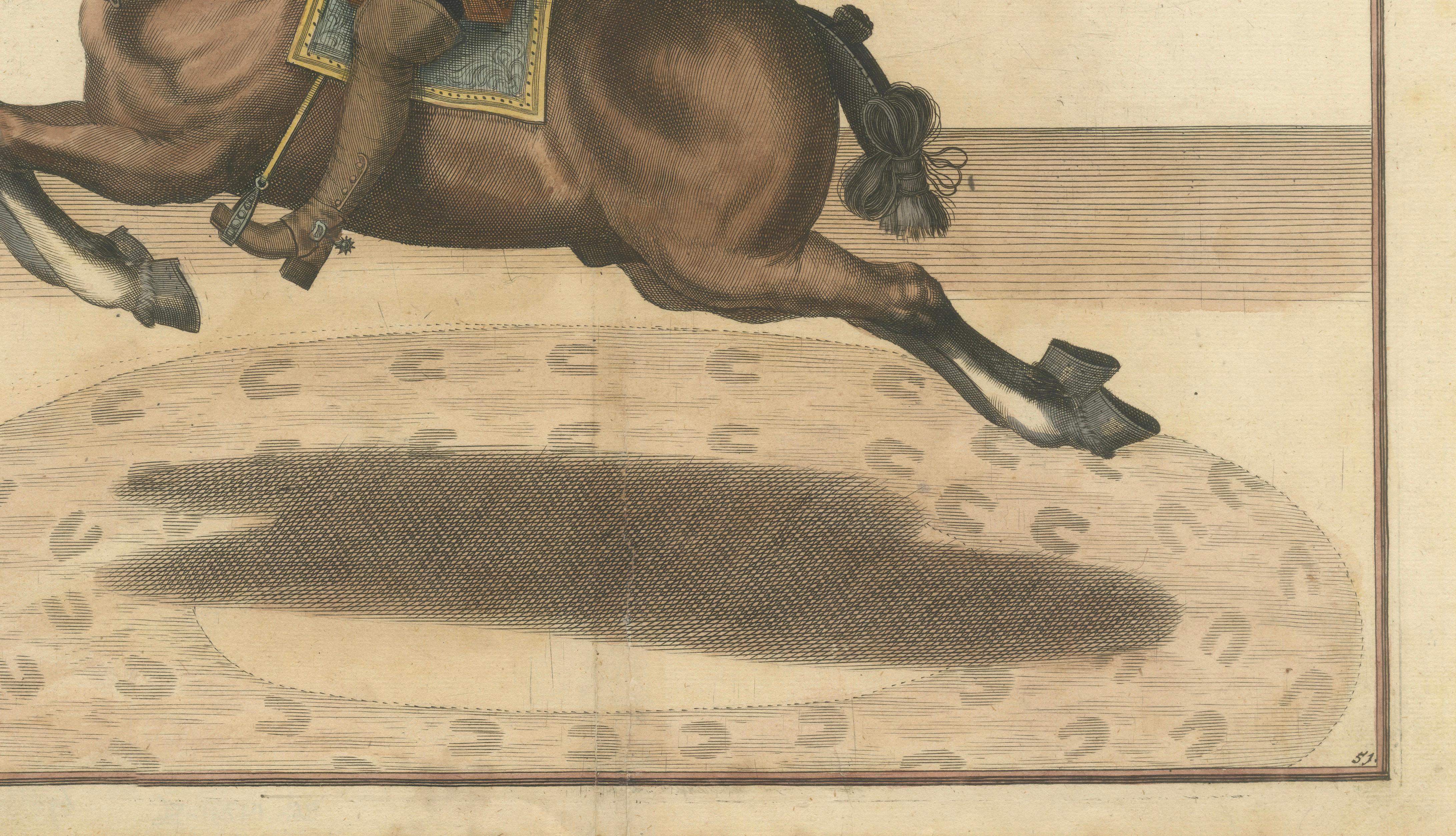 Baroque Dressage Capriole Engraving after Newcastle, circa 1700