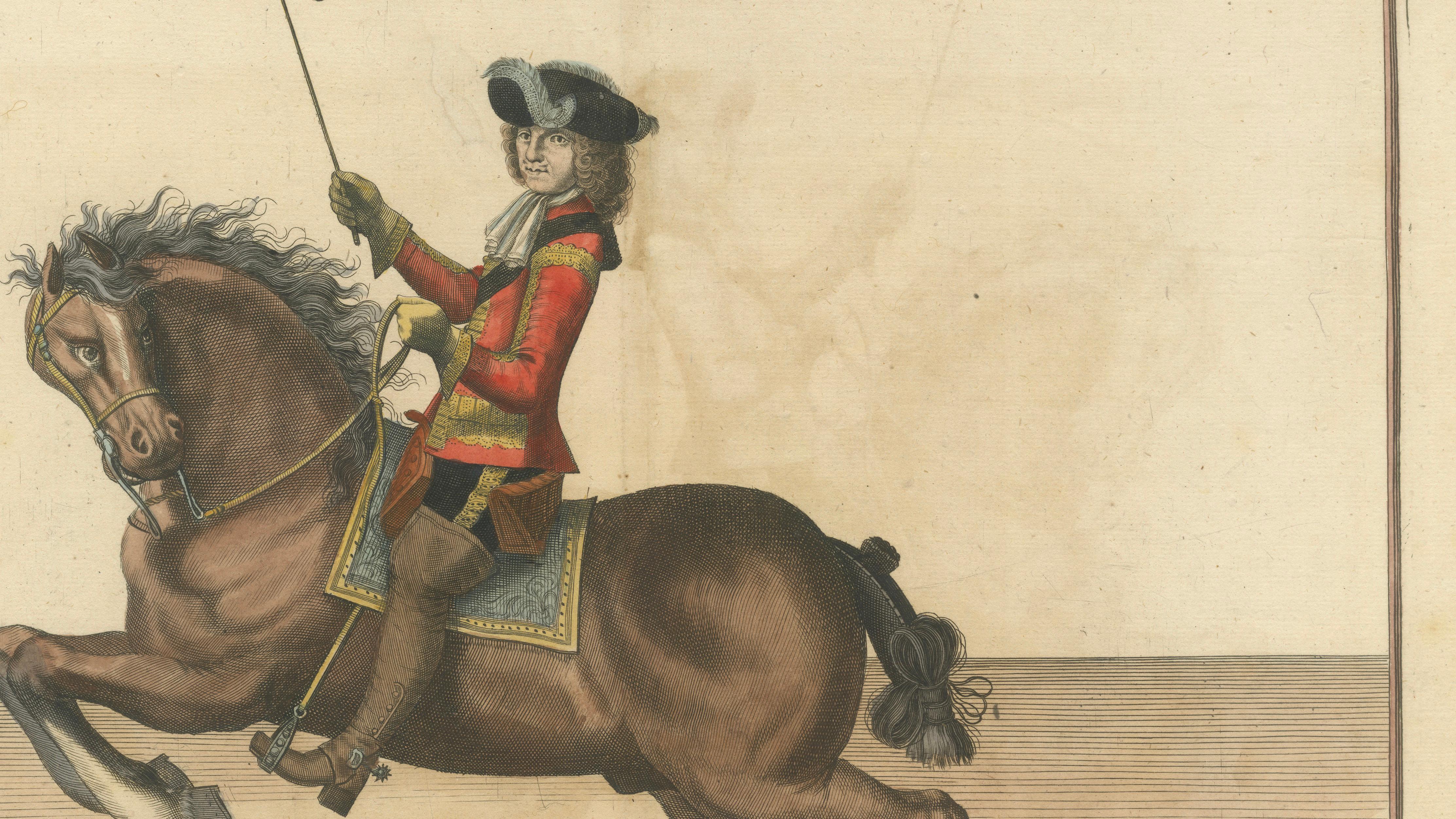 Baroque Dressage Capriole Engraving after Newcastle, circa 1700