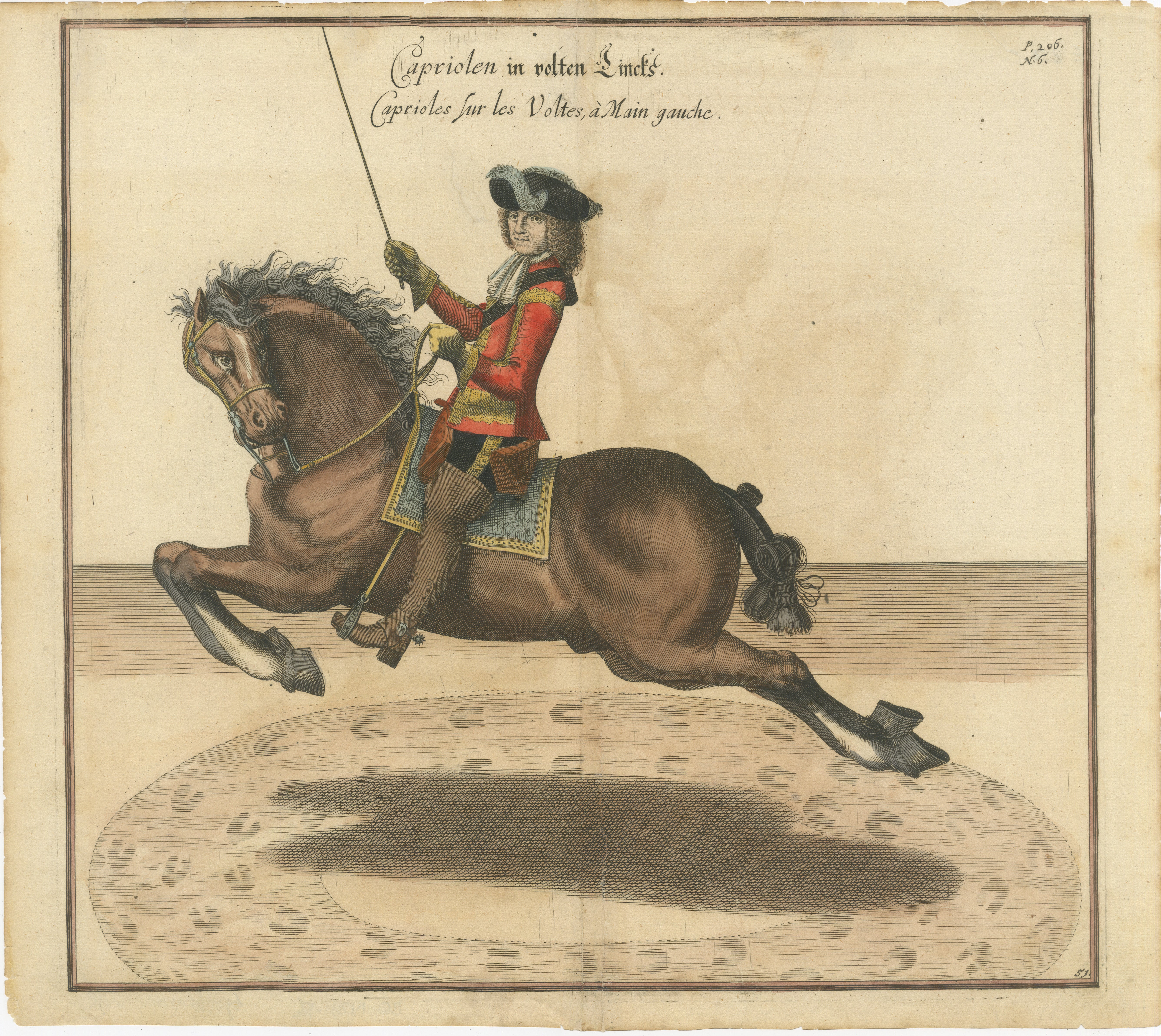 Baroque Dressage Capriole Engraving after Newcastle, circa 1700