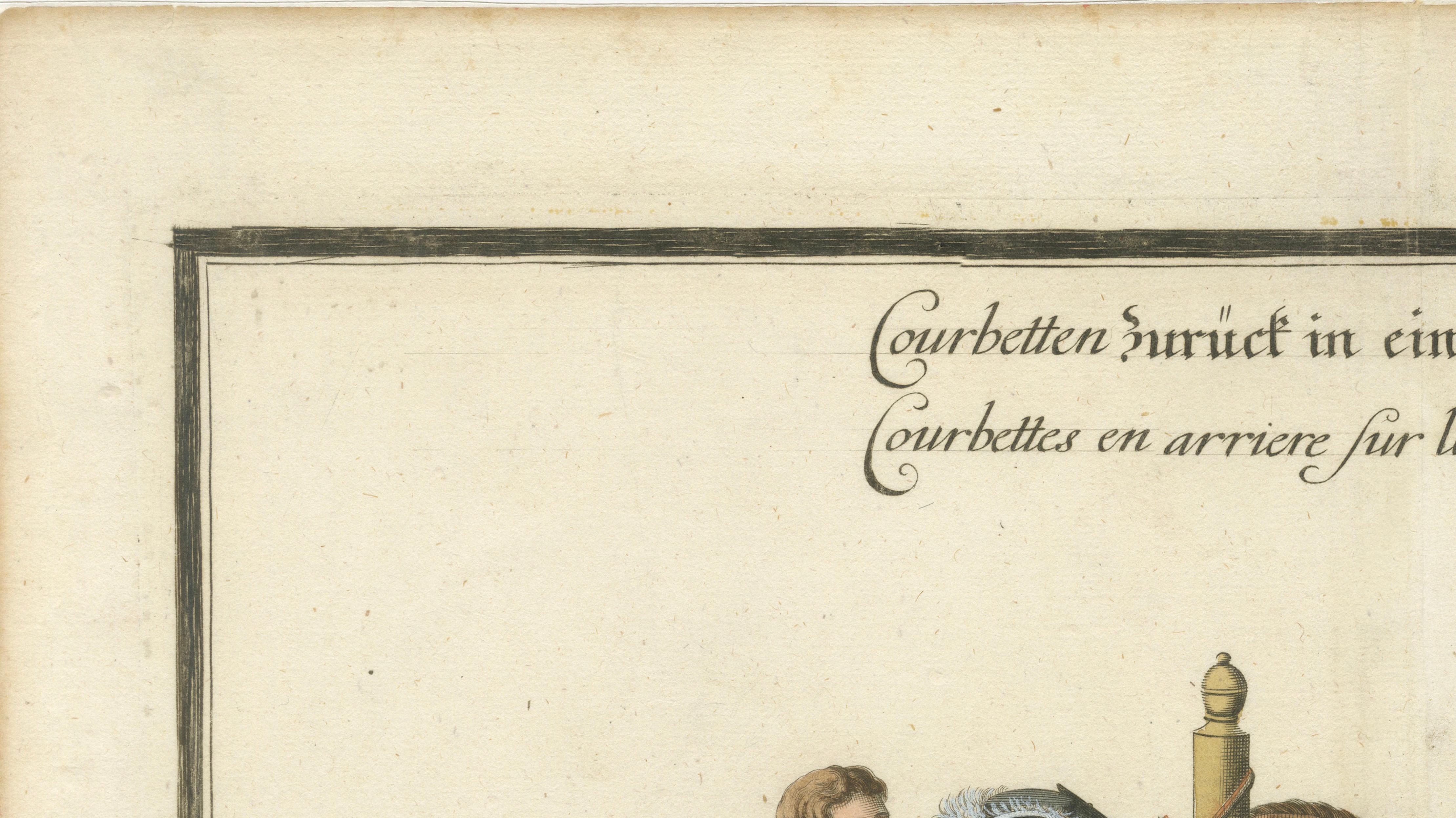 Baroque Dressage Horse Training Engraving, Newcastle Riding School, c.1700
