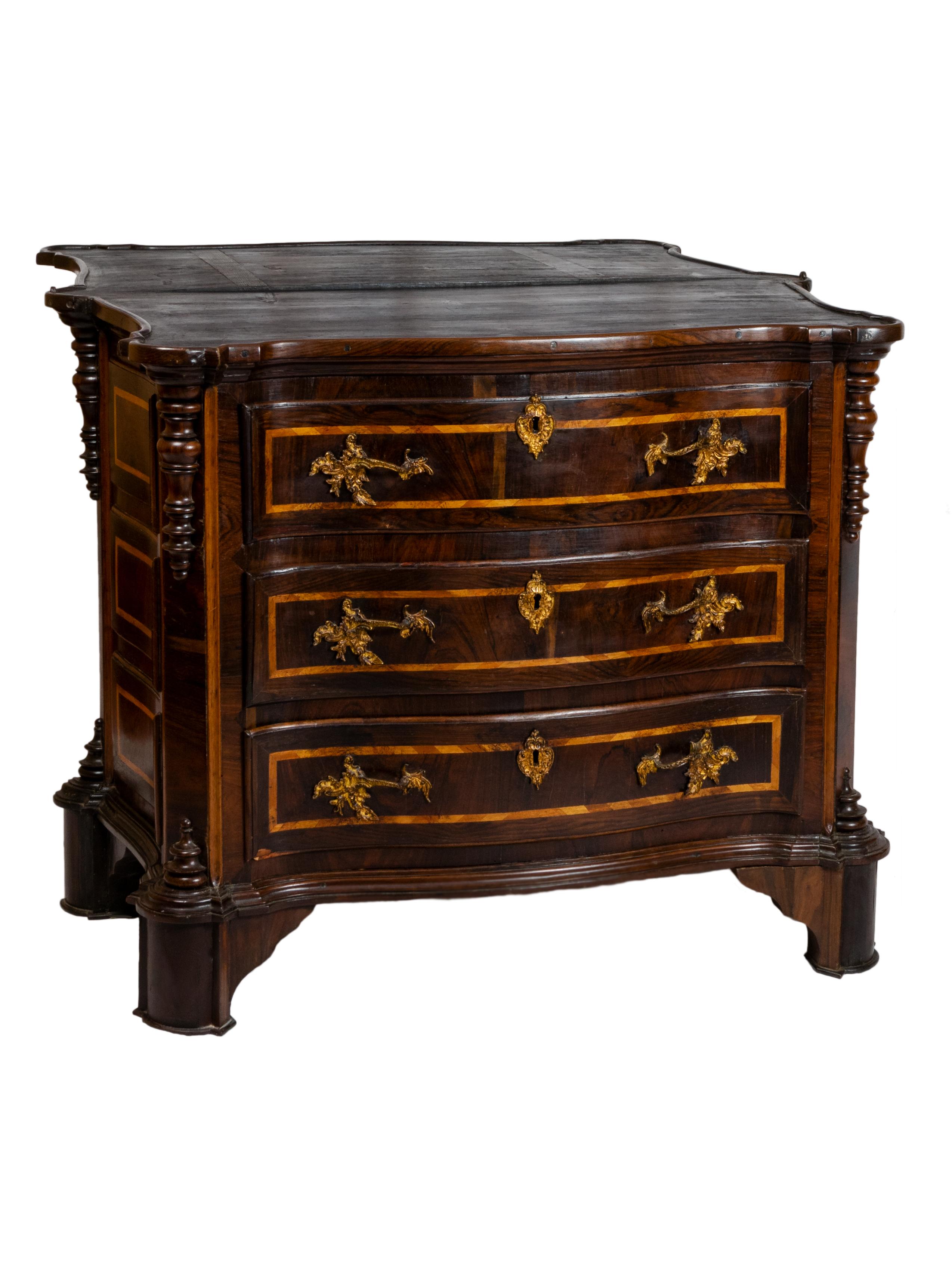 Carved Baroque Drop Leaf Table Chest of Drawers, 17th Century For Sale