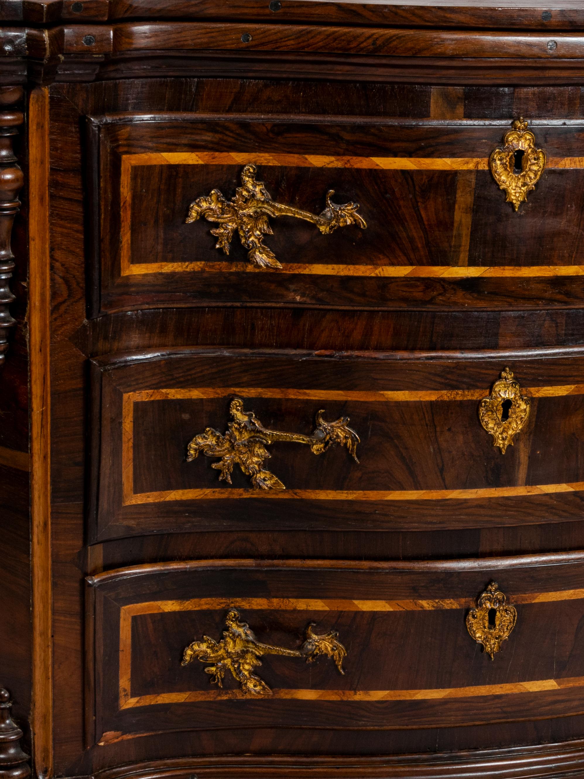 Brass Baroque Drop Leaf Table Chest of Drawers, 17th Century For Sale