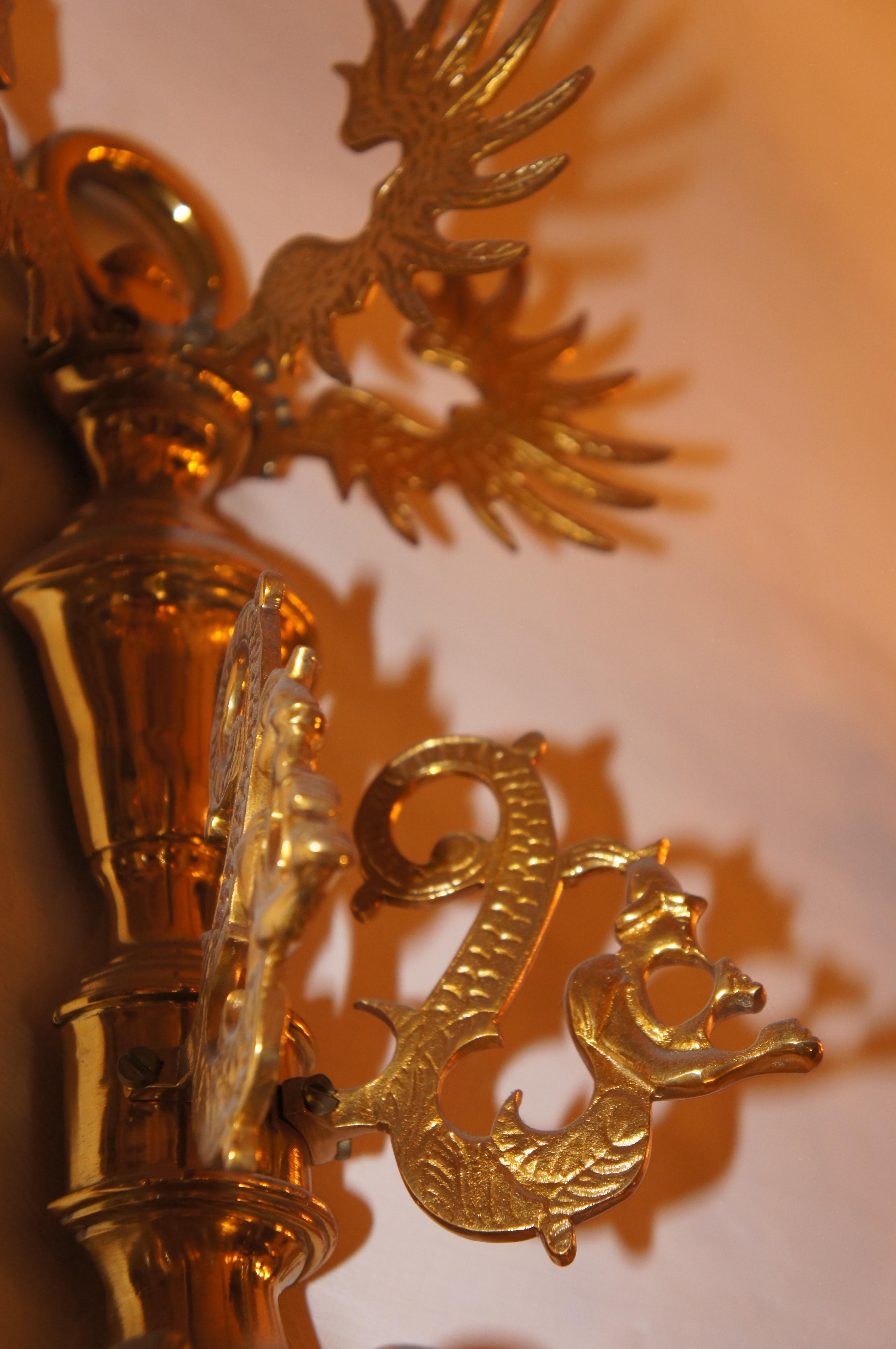 Wandleuchter aus vergoldeter Bronze im niederländischen Barockstil von Gherardo Degli Albizzi (Vergoldet) im Angebot